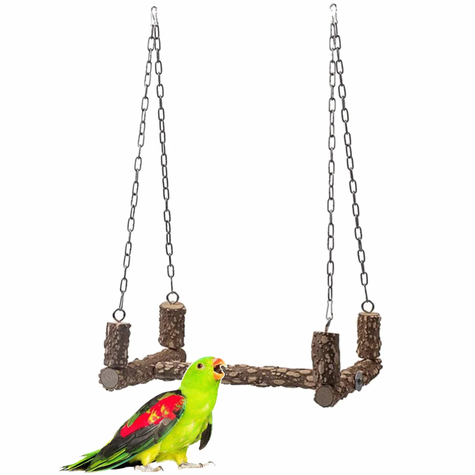 Giocattoli per uccelli posatoio in legno naturale pappagallo altalena da masticare per grigi africani Mini ara
