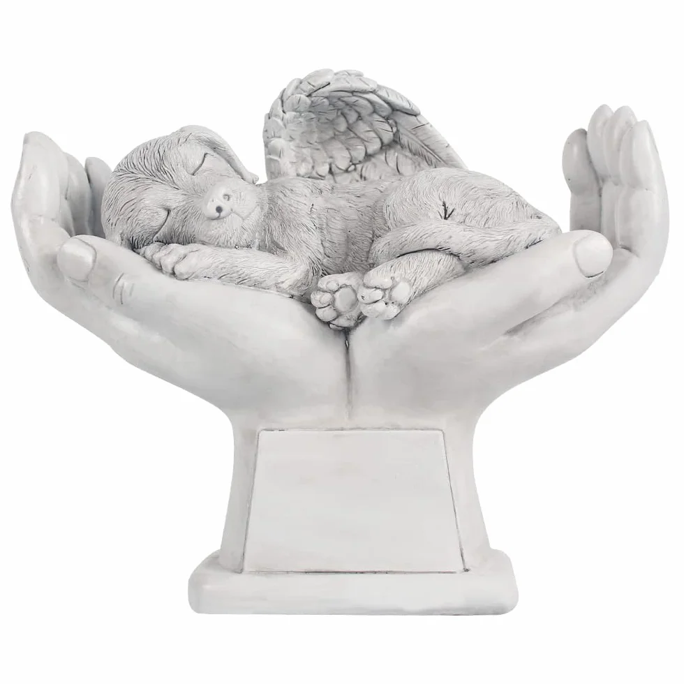 WouND Pietra commemorativa per tomba di cane o animale domestico, con angelo commemorativo nelle mani di Dio, pietra lapide da giardino, in ricordo di un animale domestico perso, 17,8 cm (H)