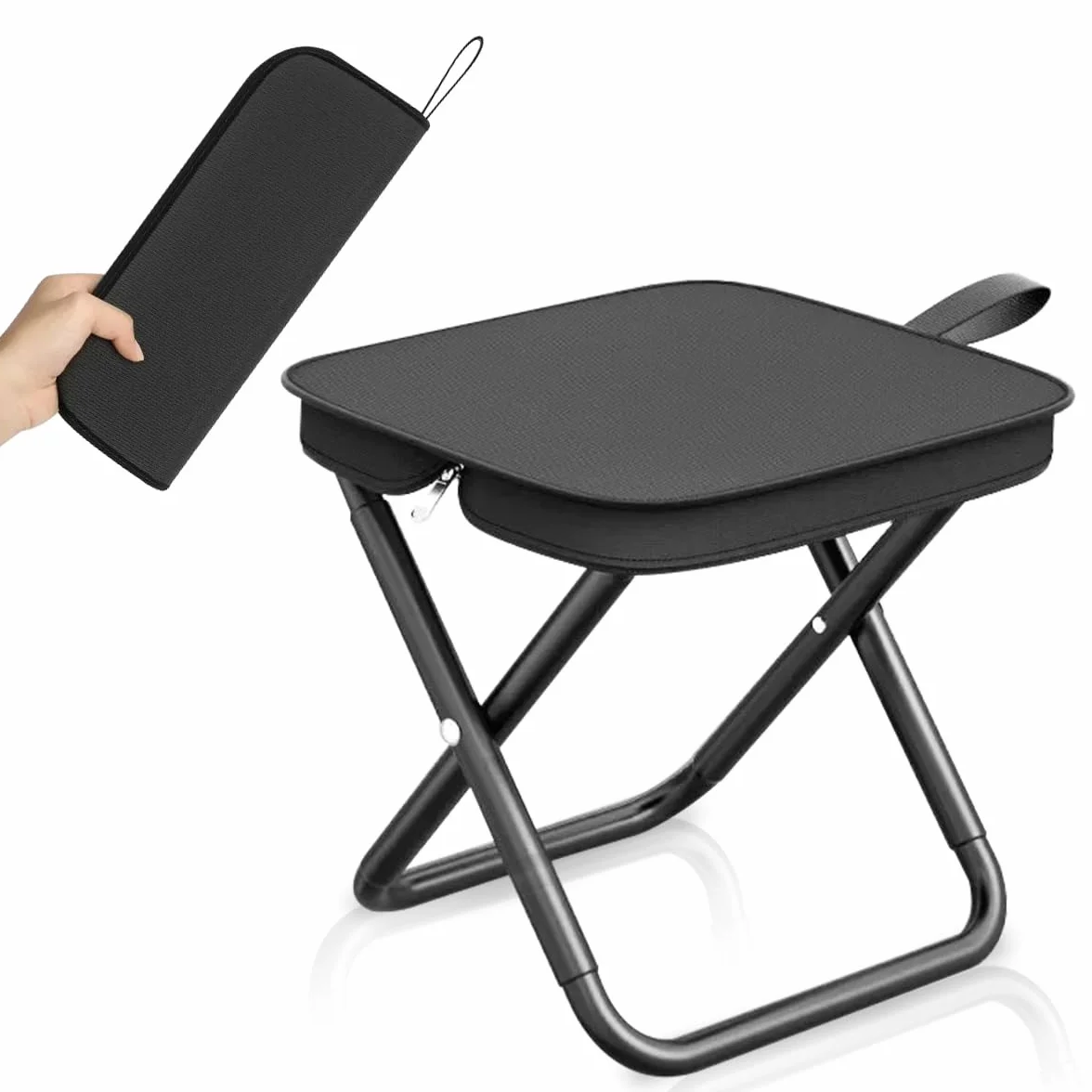 Sgabello da Campeggio, Sgabello Pieghevole Portatile, Sedia Pieghevole Portatile, Mini Sgabello Pieghevole, Leggero Sgabello da Pesca per Viaggi Escursionismo Giardino Pesca Barbecue Spiaggia (Nero)