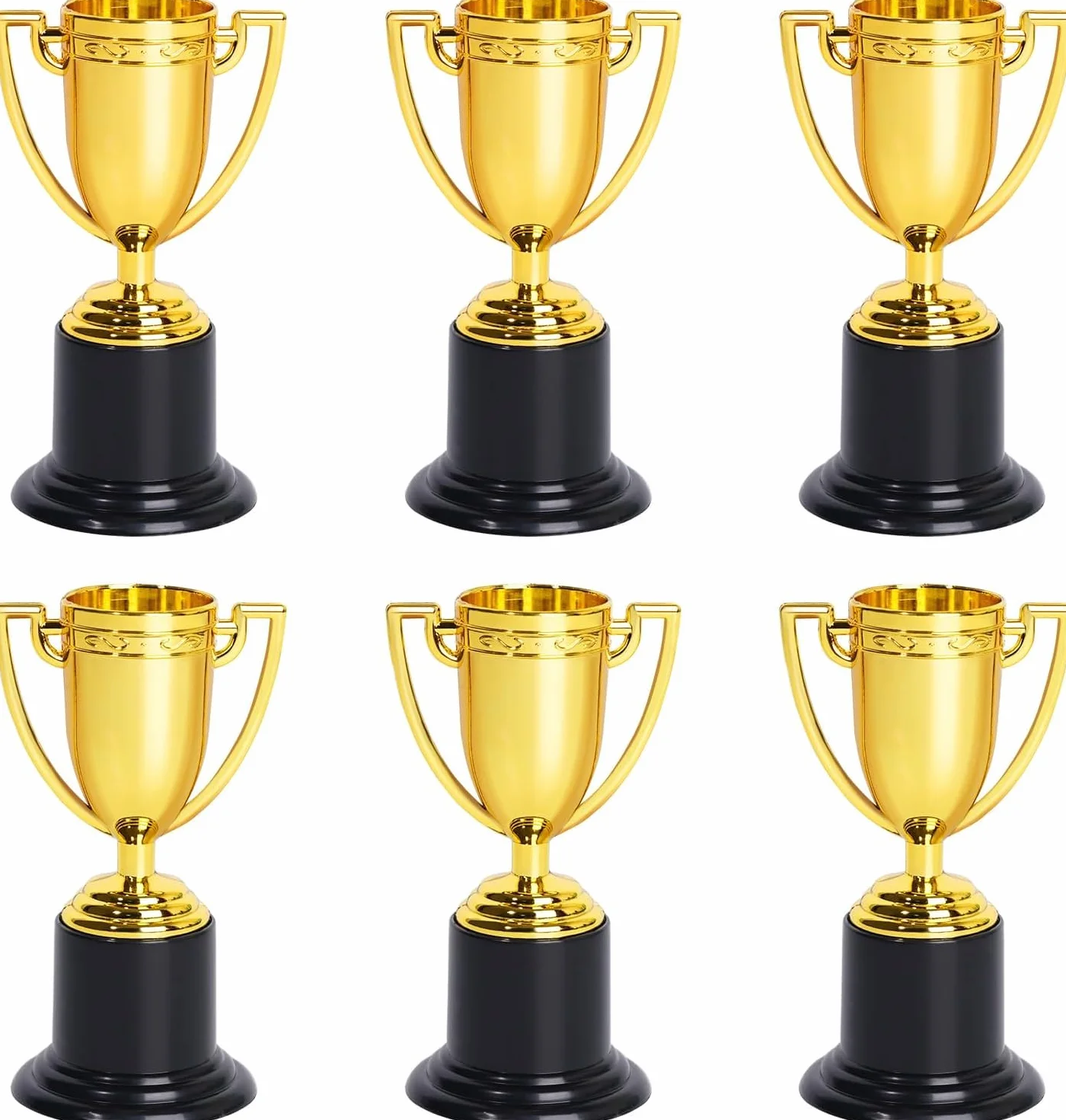 6 PCS Oro Premio Trofei, Mini Trofei d'oro in Plastica 4 Pollici per Bambini Trofeo d'oro per Feste di Laurea, Tornei Sportivi, Premi Scolastici per Bambini in Aula e Decorazioni per Premi Premio