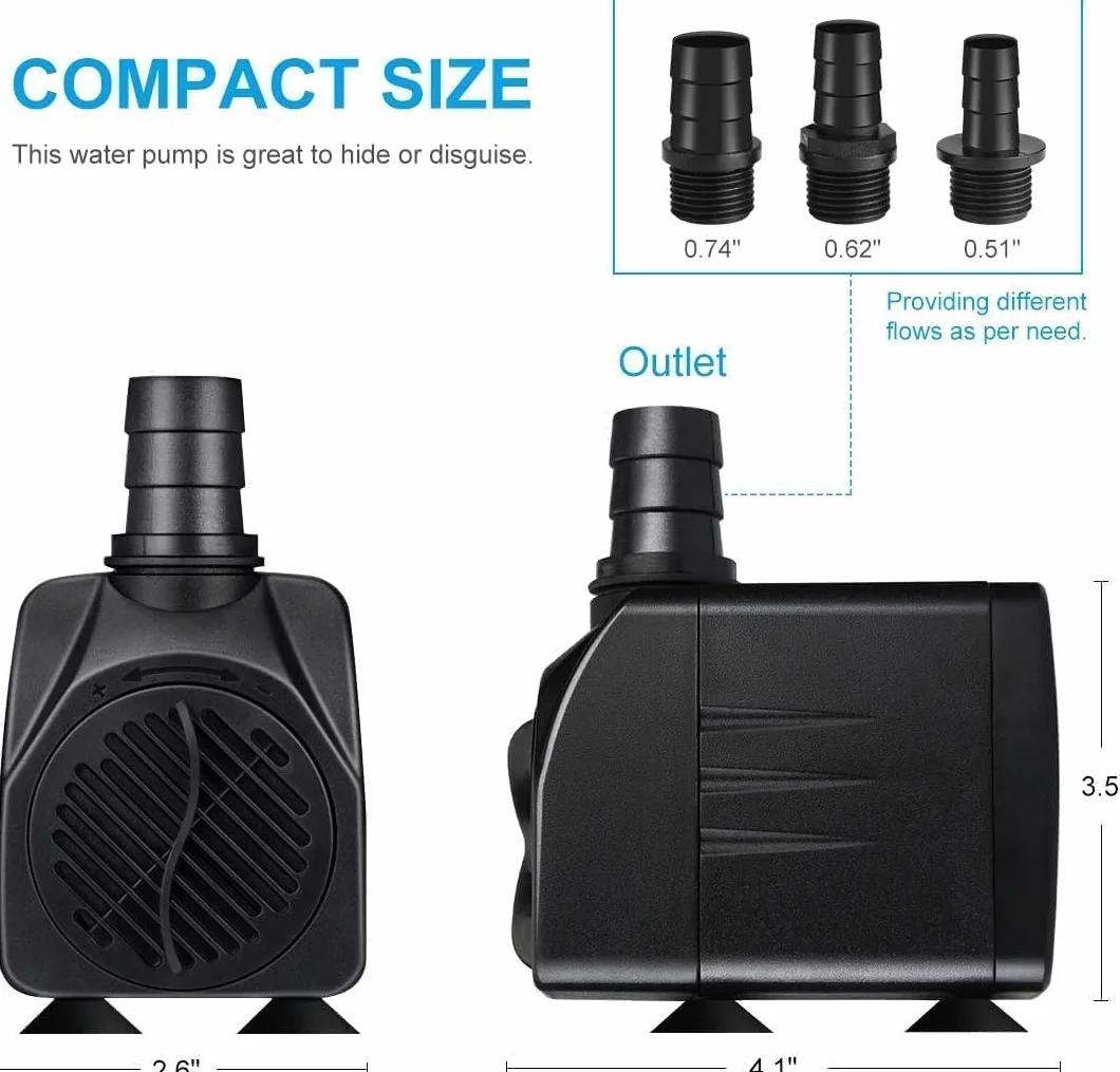Pompa Acqua Sommergibile 25W 2000L/H Ultra-Silenzioso per Acquario Terrari Stagno