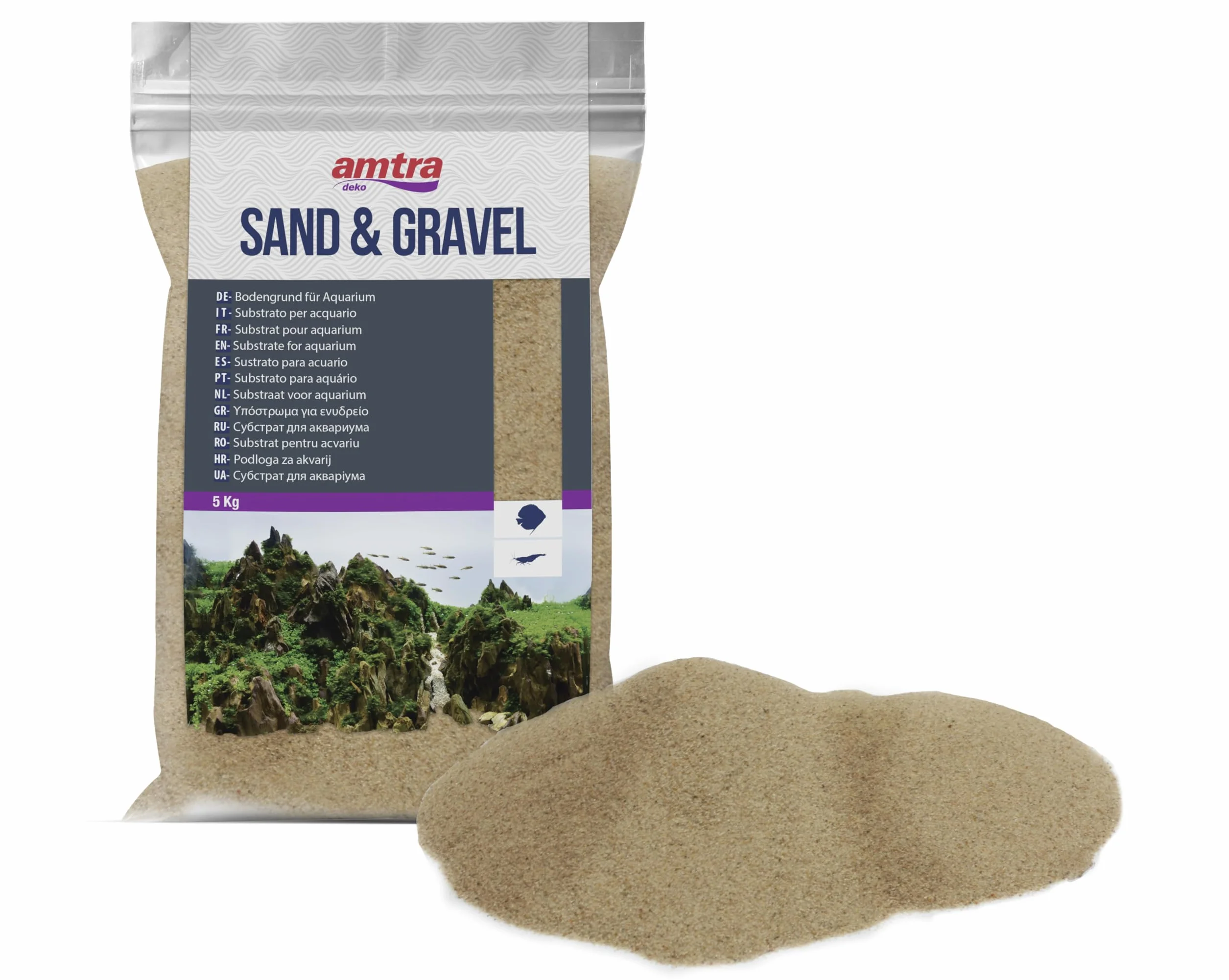 Amtra Sabbia Ambra - Sabbia per acquario,fondale per acquario acqua dolce e marina, naturale, atossico, 0,1-0,2 MM/5KG