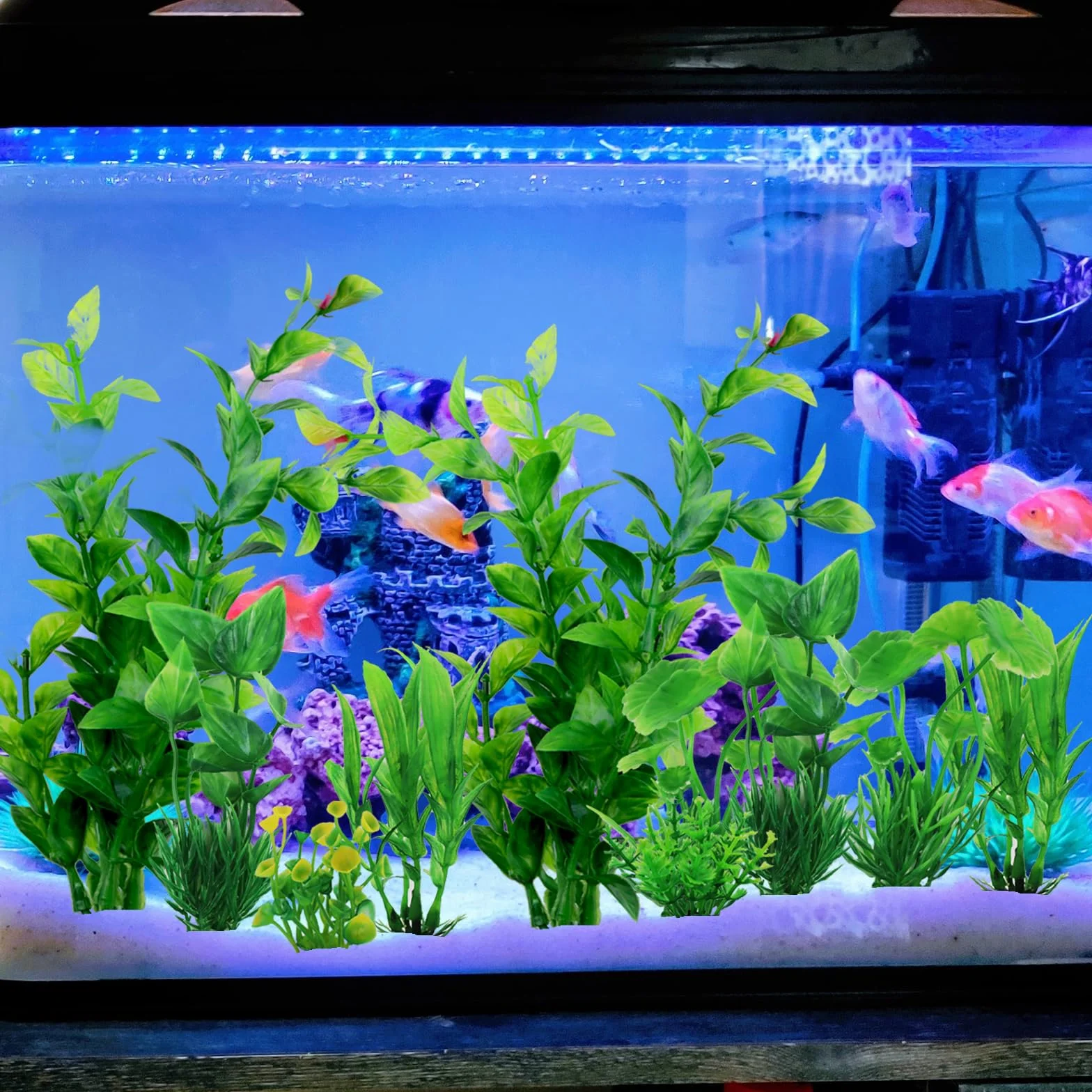 QUOZUO Decorazioni per Acquario, 10 verdi Piante Artificiali Acquario Ornamenti kit, Pianta decorazione in plastica, Accessori per Acquario