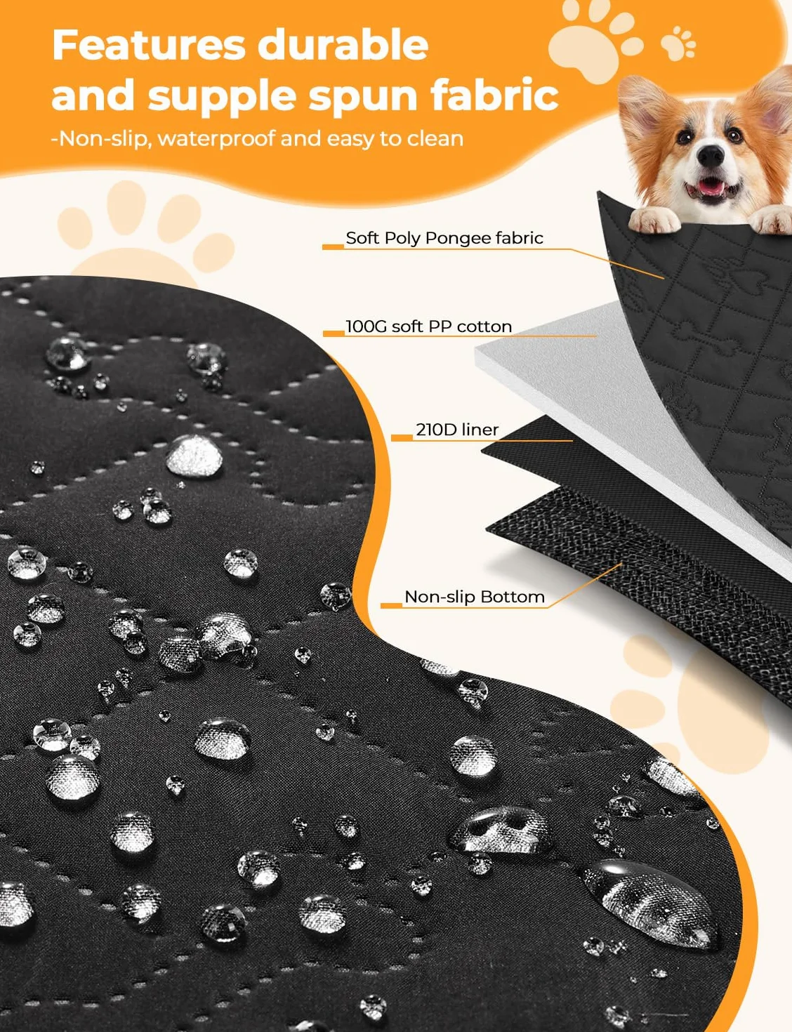 KYG Coprisedile per auto per animali domestici, design rimovibile, finestra in rete traspirante, cinghia di sicurezza anti-scappamento, impermeabile e antiscivolo, universale per cani e gatti (nero)