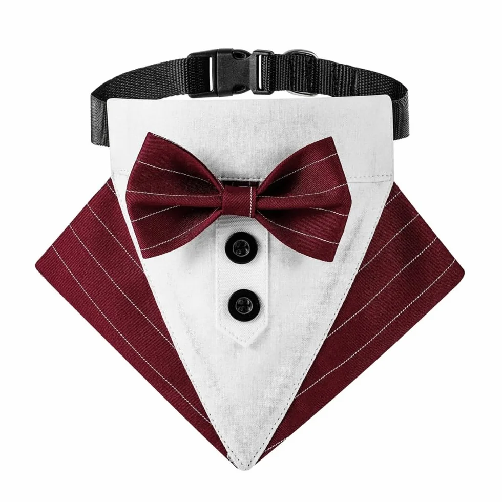 DONGKER Bandana da Smoking per Cani,Collare Formale Regolabile per Cane Gatti di Piccola Media e Grande per Matrimonio Compleanno e San Valentino
