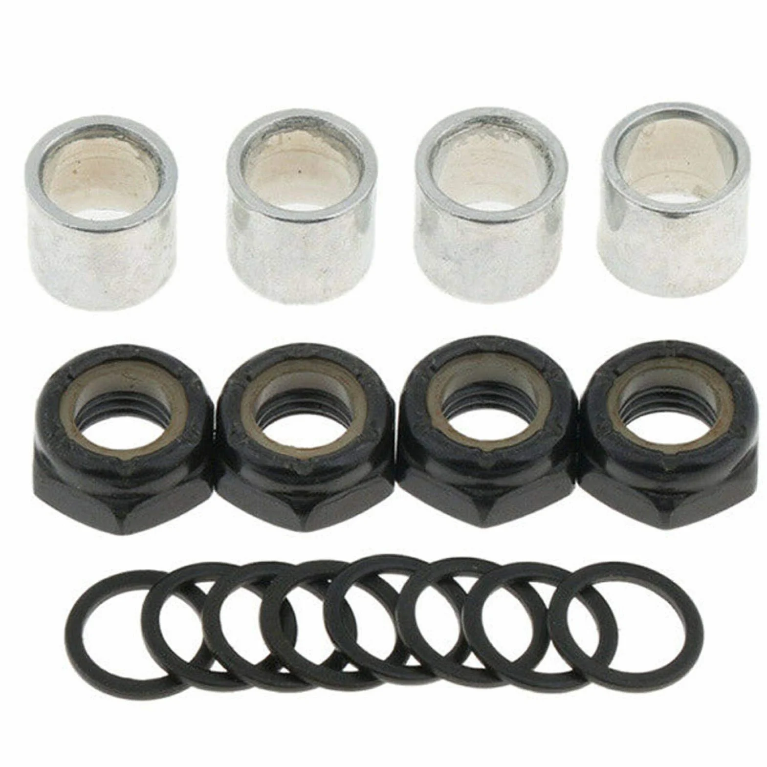 Rondella distanziale in metallo, kit dadi riparazione per cuscinetti skateboard e rondelle camion, accessori longboard