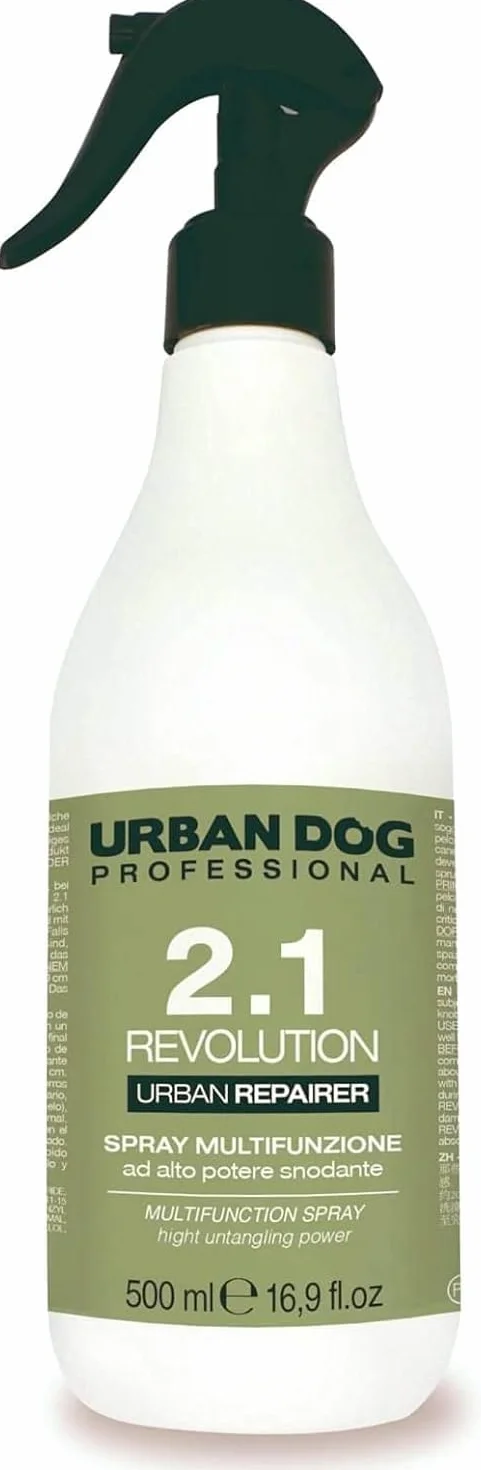 URBAN DOG Spray Sciogli Nodi per Cani Revolution 2.1 500 ml – Districante per Pelo Annodato e Infeltrito, Condizionante Nutriente, Facilita la Spazzolatura, Manto Morbido e Lucente