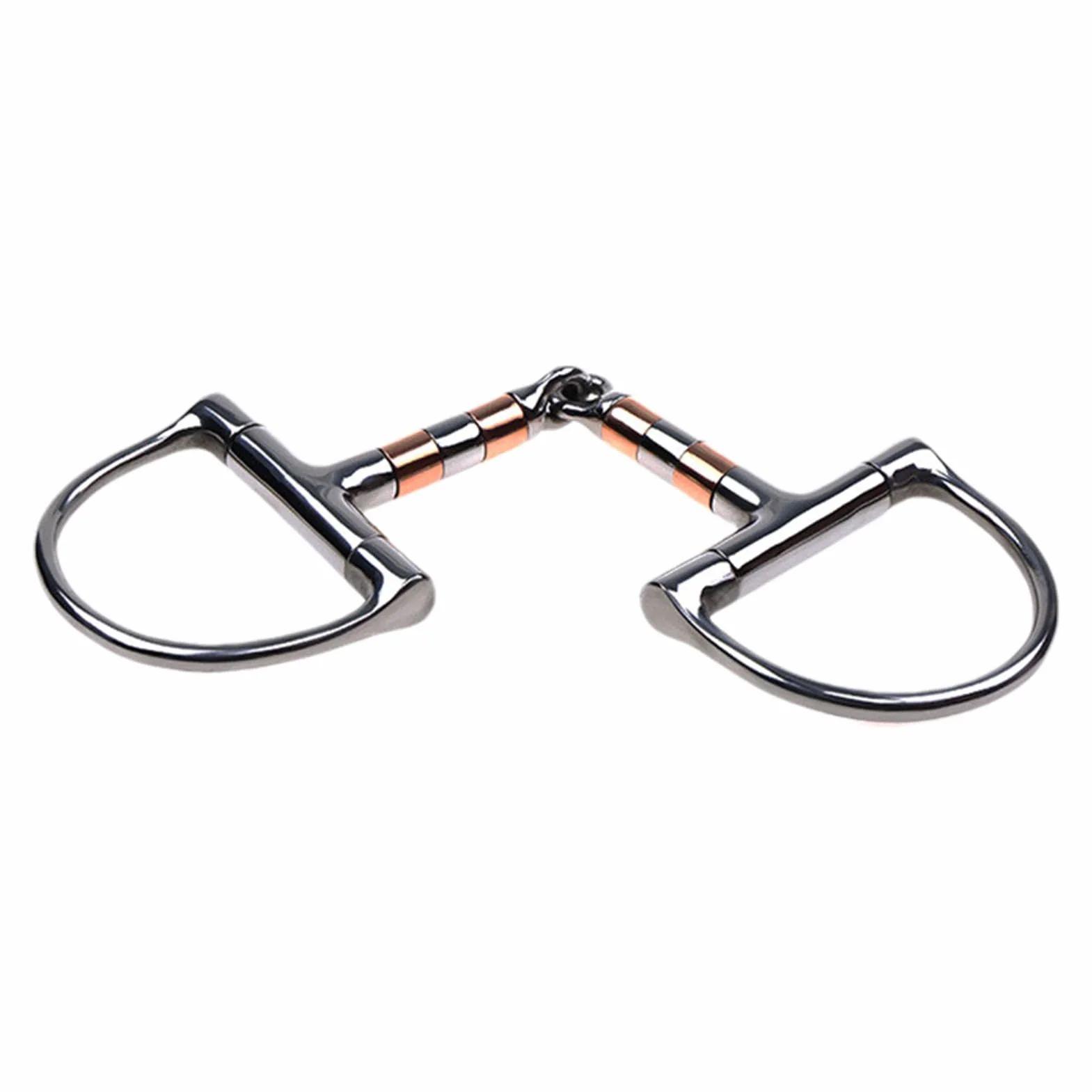 Morso per cavallo con anello a D | Morso per cavallo con bocca a rullo in rame - Morso per cavallo a snodo singolo, filetto con anello a D per forniture equestri