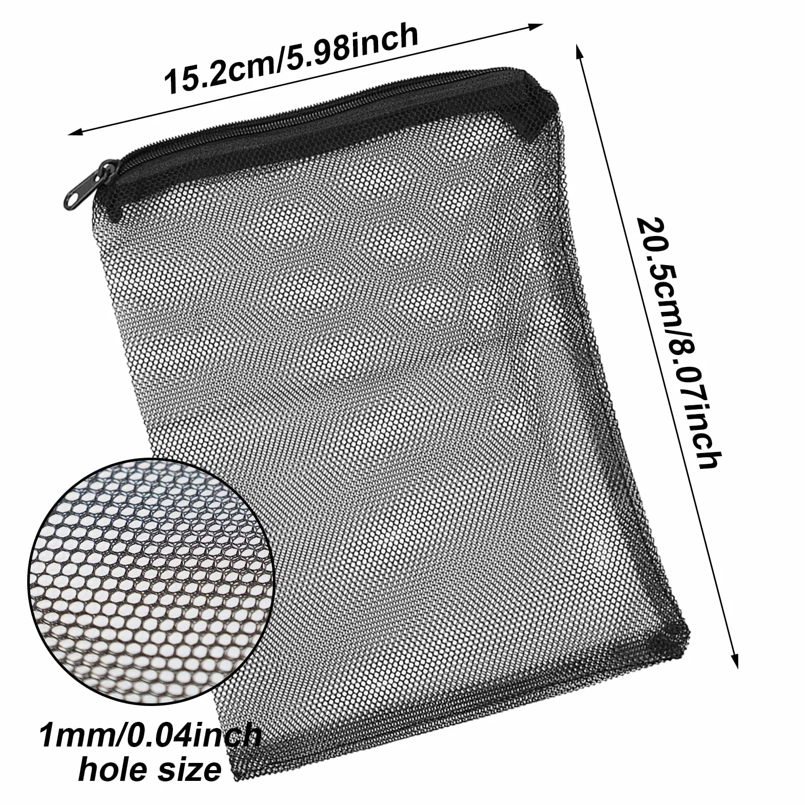 LAMXD Sacchetti filtro per acquario- sacchetto filtro a rete ad alta portata a rete fine sacchetti riutilizzabili con cerniera , carbonio pelletizzato -Mesh foro 1 mm (10 pezzi nero)