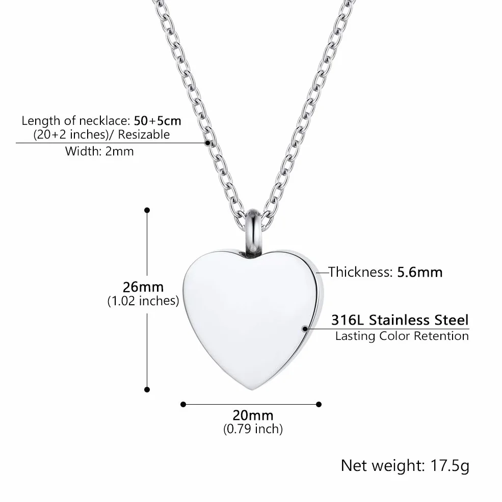 PROSTEEL Collana Ciondolo Portaceneri Cane Gatto Uomo a Forma Cuore in Acciaio Inossidabile
