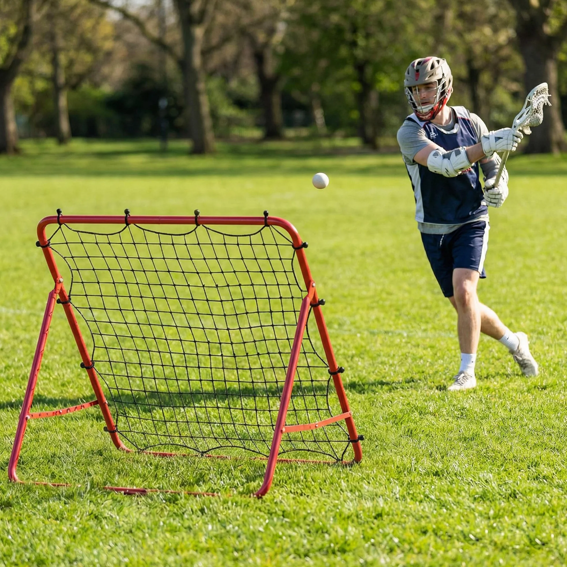 SPORTNOW Rete Rebounder per Calcio, Facile da Montare, Rete Rimbalzo Calcio con 5 Angolazioni Regolabili, Attrezzatura Portatile per Allenamento Calcio, Baseball e Softball in Giardino Parco