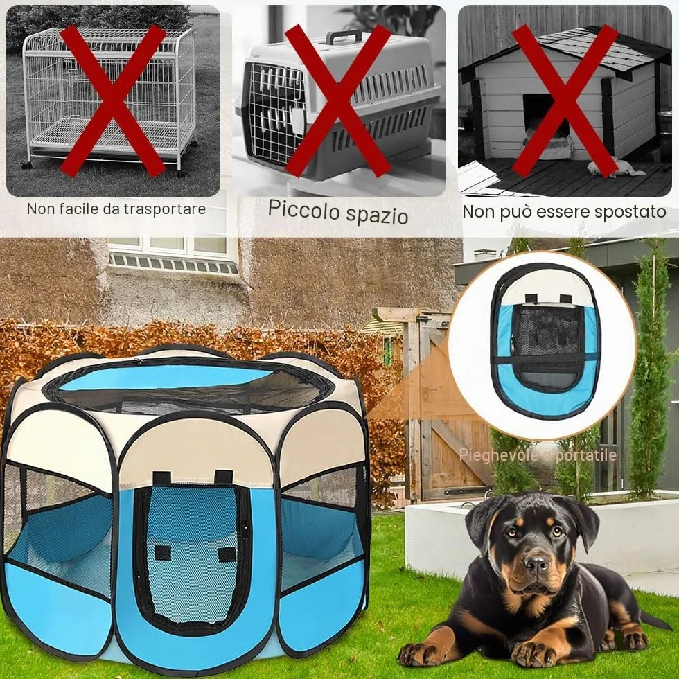 Cucciolo Portatile che Corre, Box per Cane da Corsa Stabile Guscio Gatto Pieghevole, Cane Elastico in Tessuto Oxford Impermeabile, Cane Gabbia Per Gatto, Cane, Caneconiglio (Bianco Blu, S, 8)