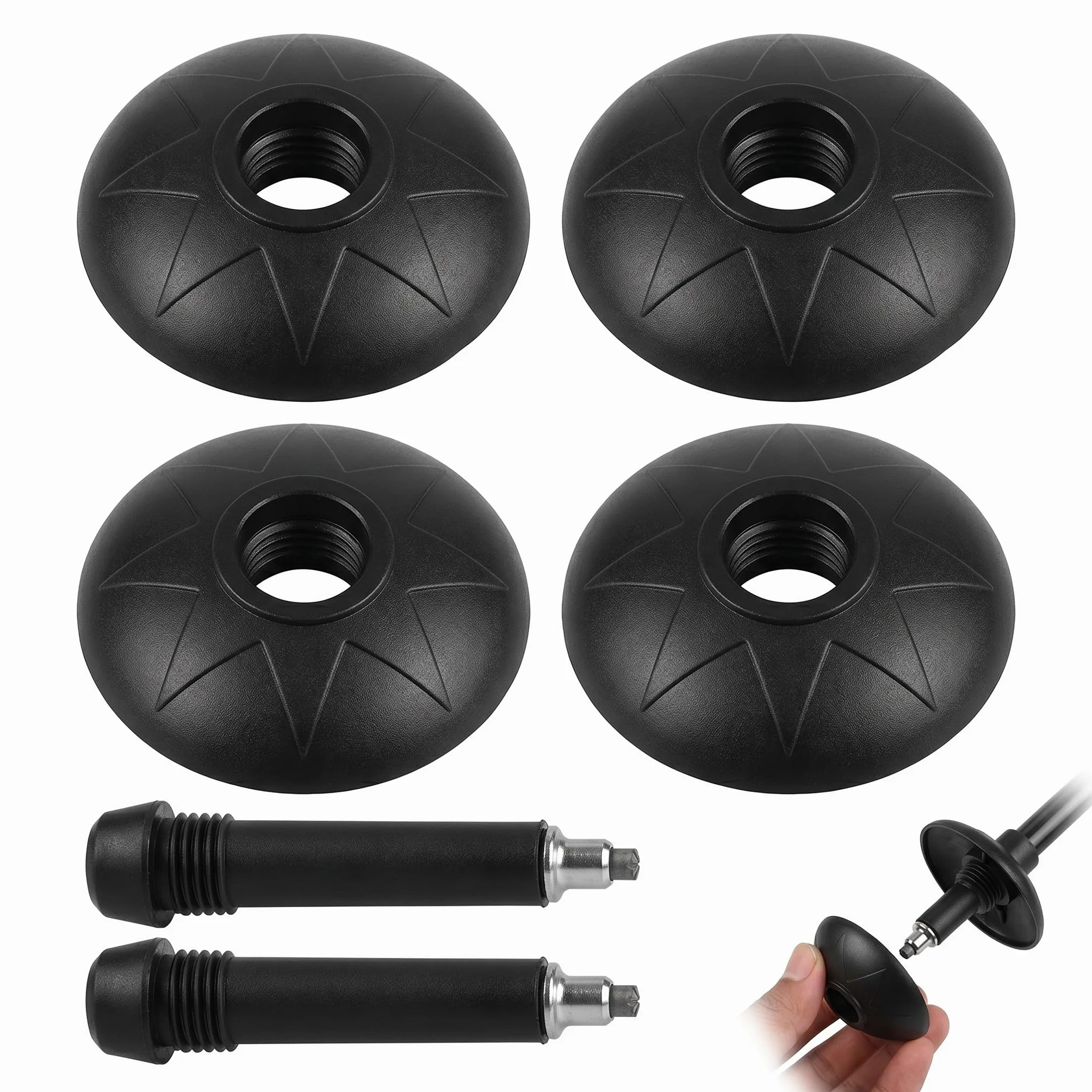 Accessori per Bastoncini da Trekking e Sci 6 Pezzi 4 Rotelle Fango Neve 2 Punte Ricambio Universali