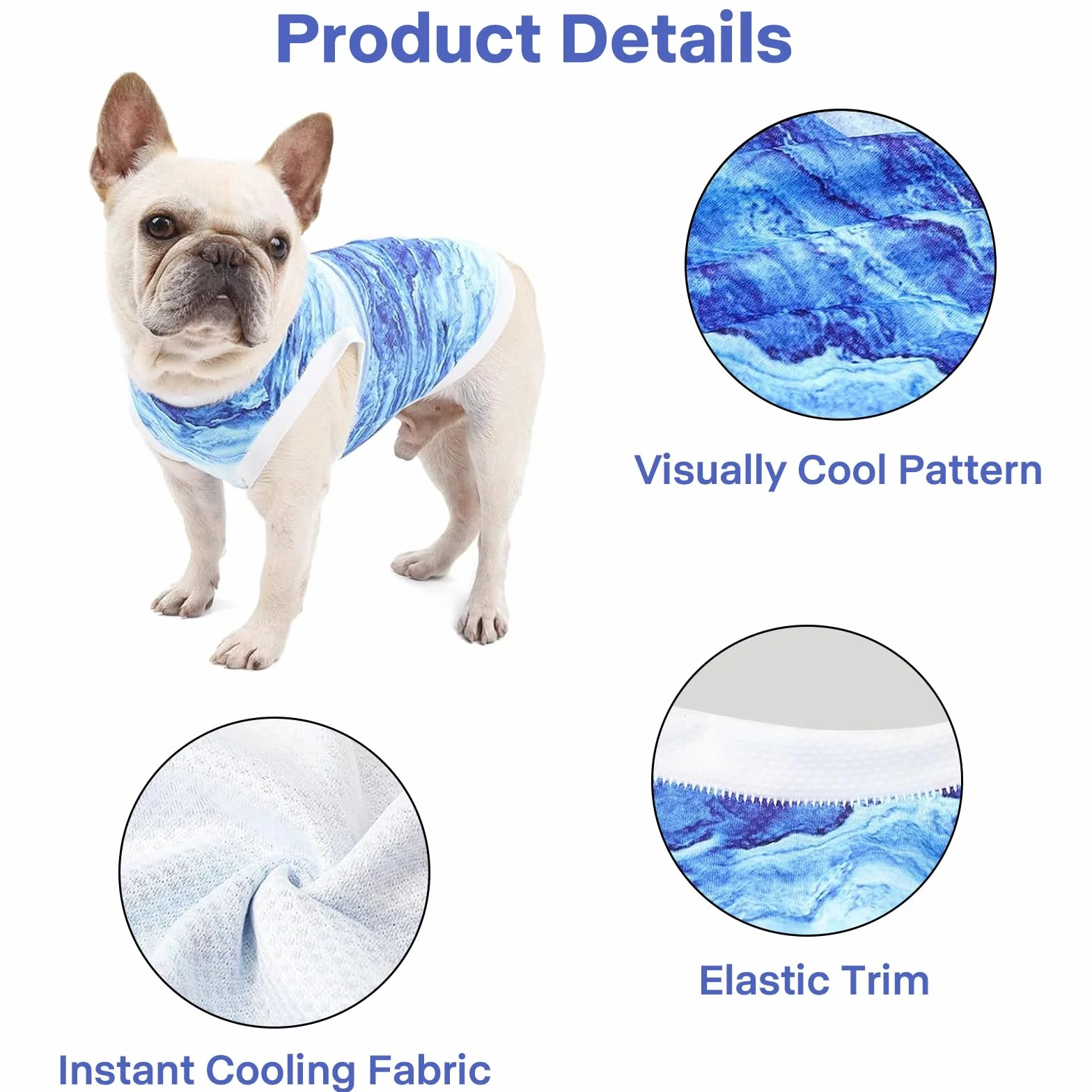 Gilet Rinfrescante per Cani Giacca Raffreddamento Tessuto Istantaneo Microfibra Blu XL