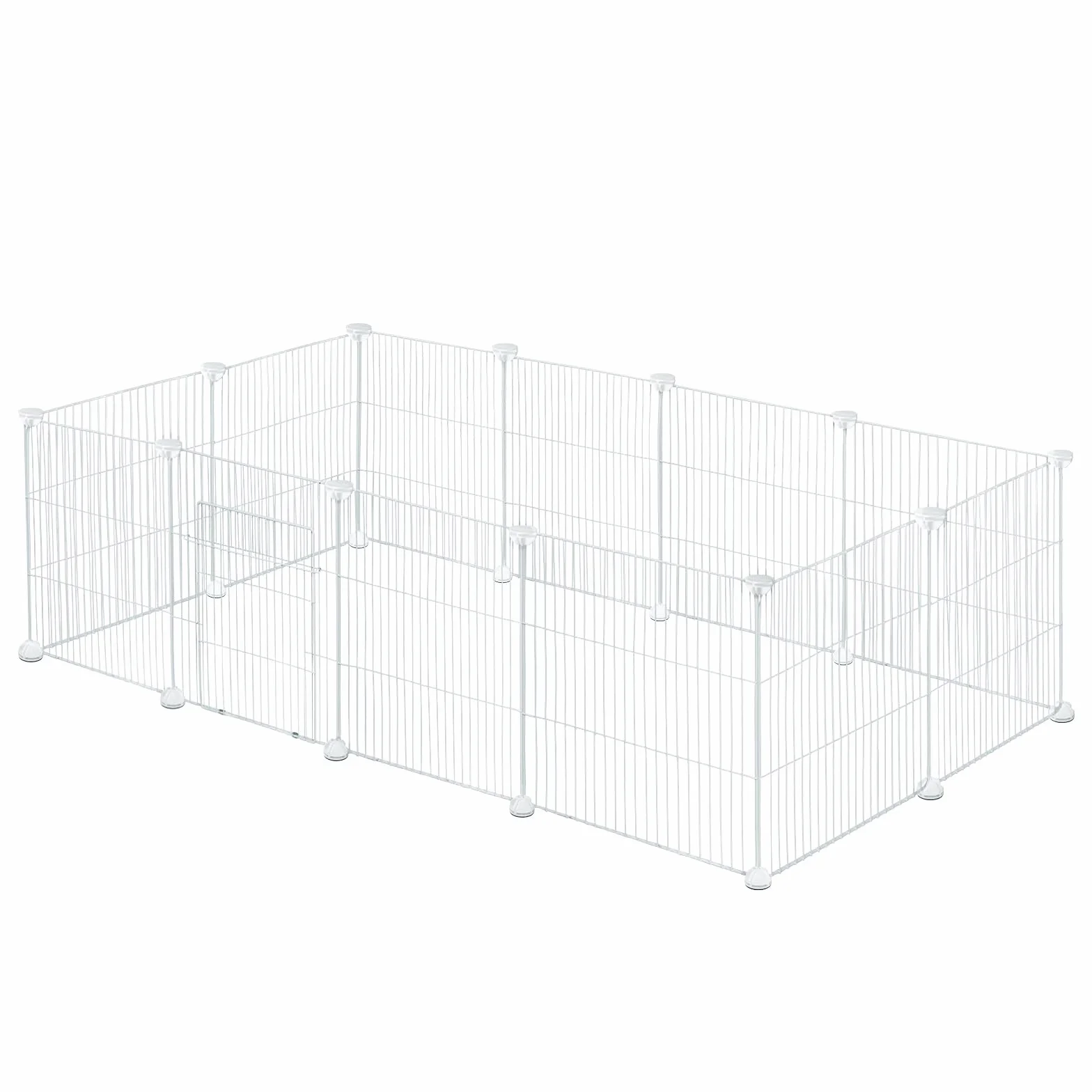 EUGAD Recinto per Conigli Criceti Cucciolo Porcellino d'India Cavie Gatto Gabbie per Piccoli Animali con Porta Metallica DIY 12 Pannelli (35x35cm/Pannello) Bianco