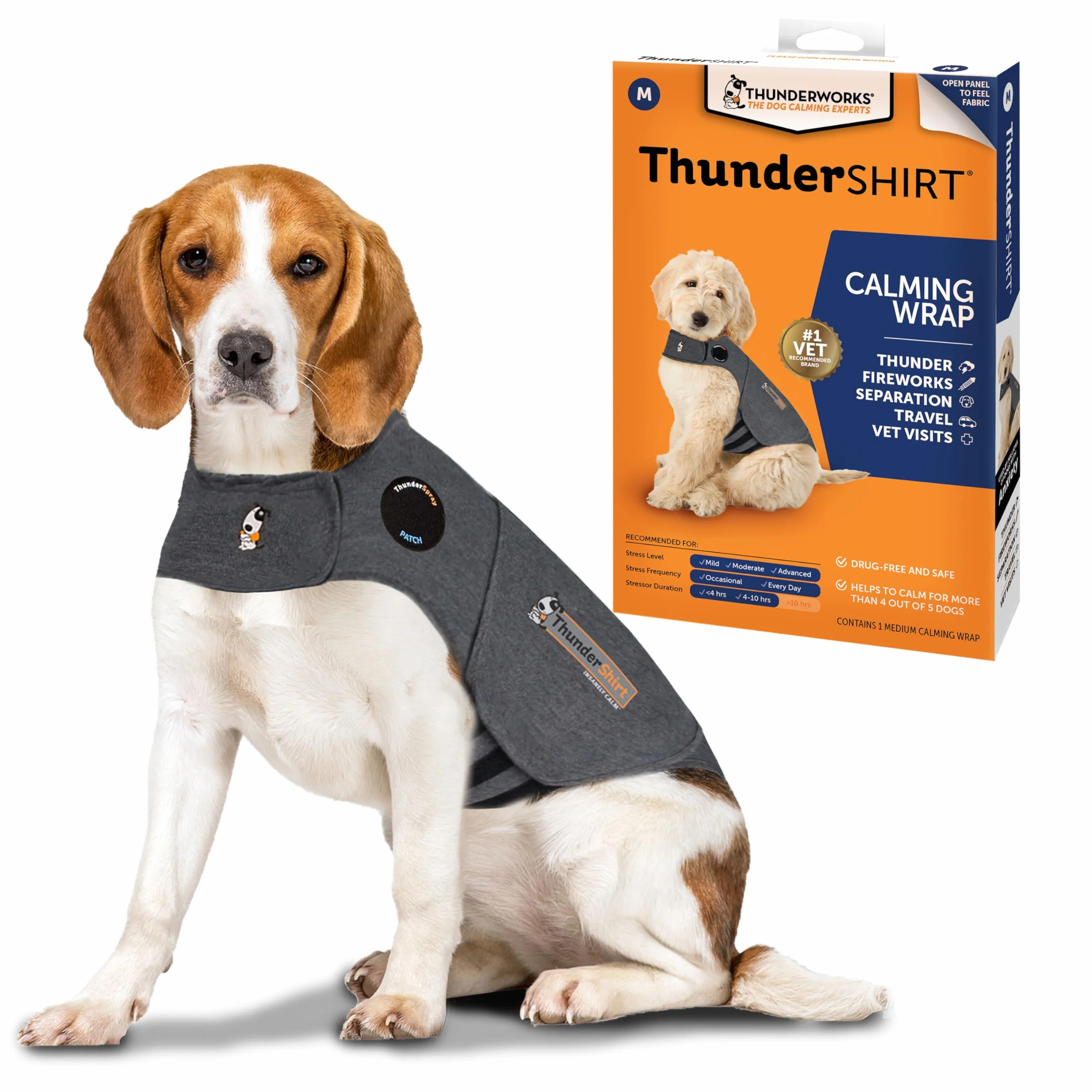 Thundershirt Cappottino Calmante per Cani Taglia M Riduce Ansia e Stress da Rumori Forti, Ansia da Separazione, Viaggi