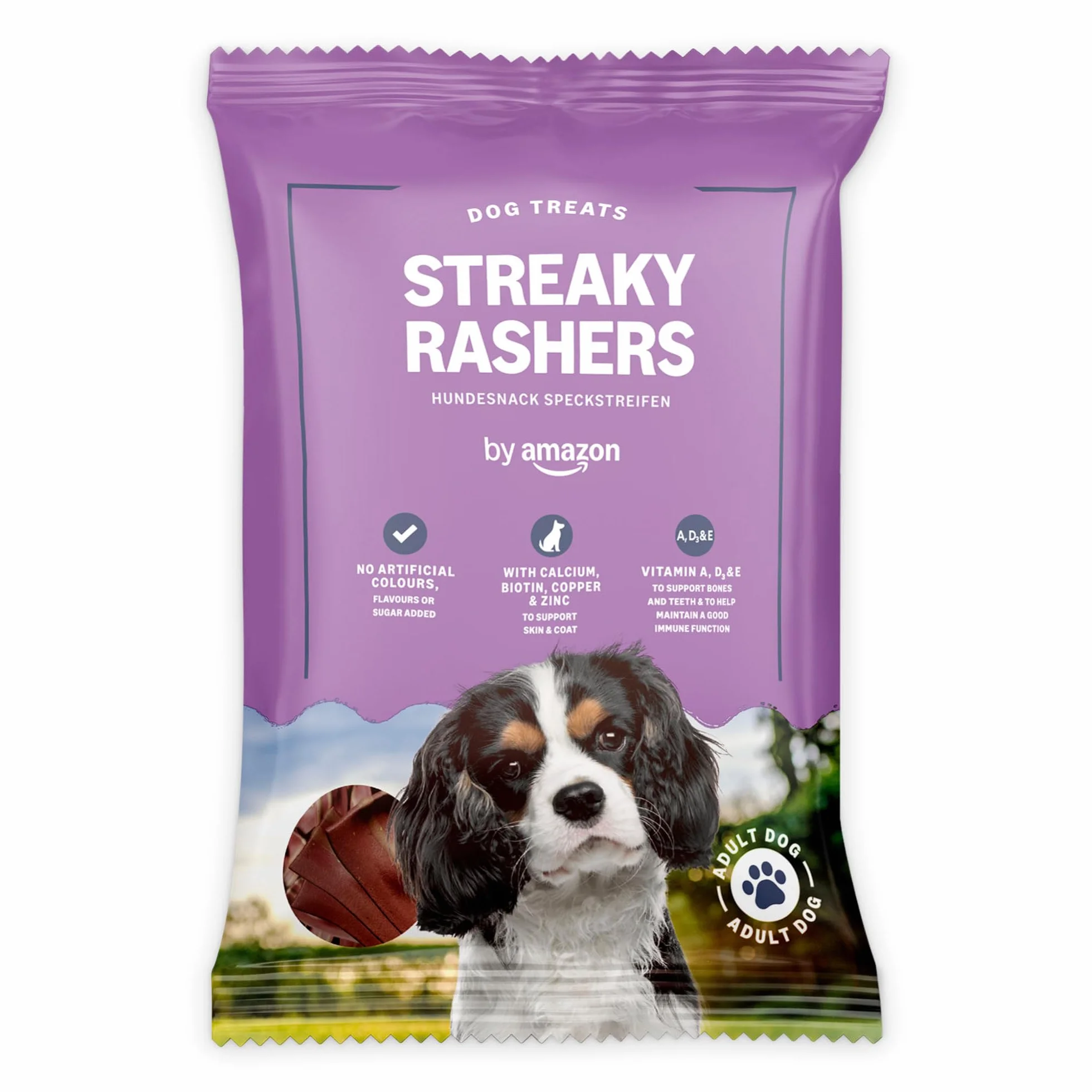 by Amazon - Snack per cani, Streaky Rashers, 85 g