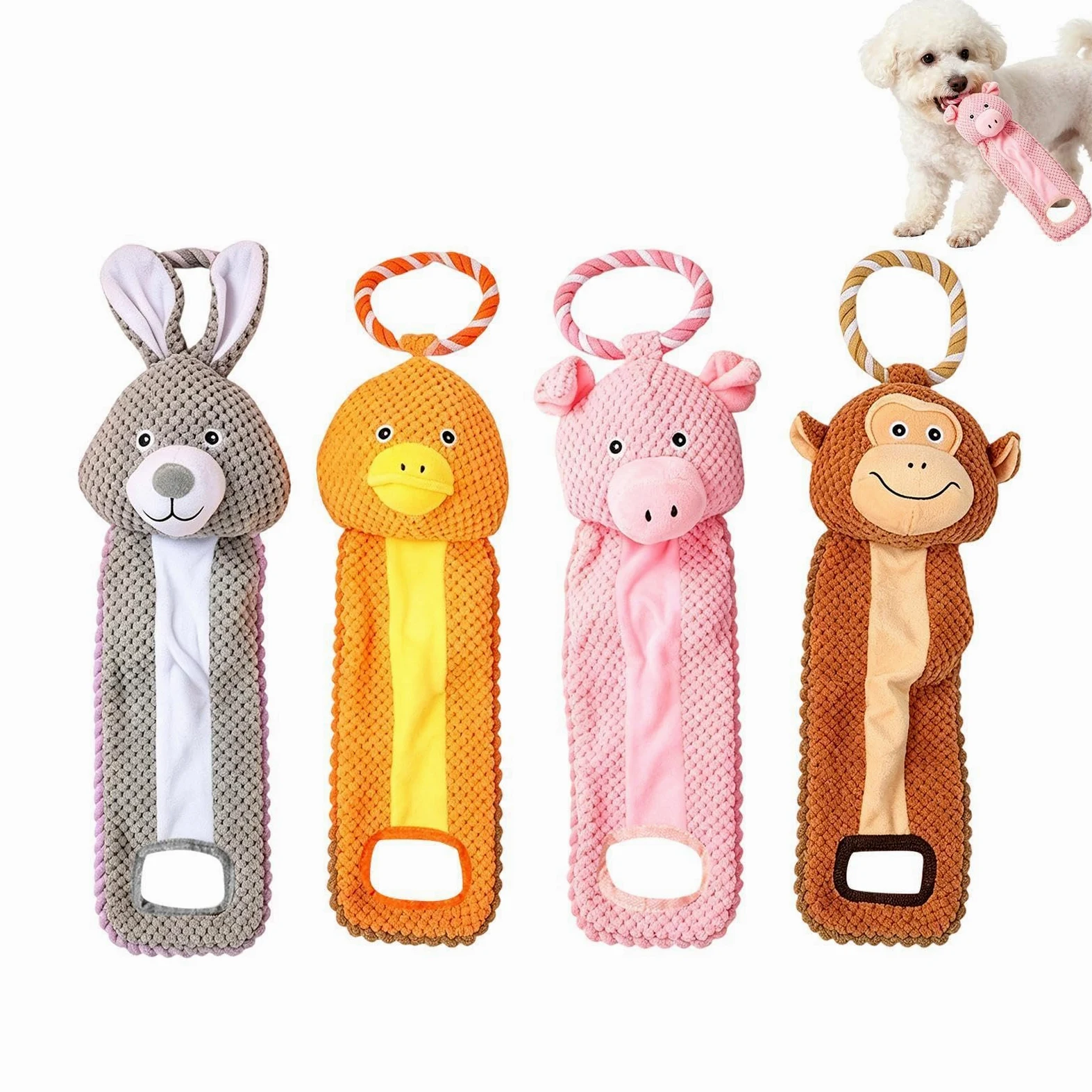Giocattoli Dentizione Cuccioli Interattivo Squittente Resistente Alla | Peluche per cani giocattolo rosicchiabile Per animali domestici viaggio tiro alla fune tenerli occupati antinoia