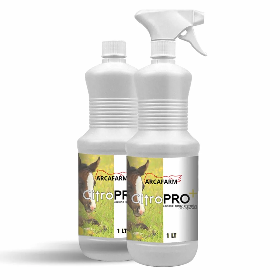 2 Pezzi Repellente Naturale Spray alla Citronella per Cavalli 1 lt Citropro, anti Insetti Volanti Mosche Zanzare, Protezione Lunga Durata, Lozione Insetti Molesti, 100% Made in Italy