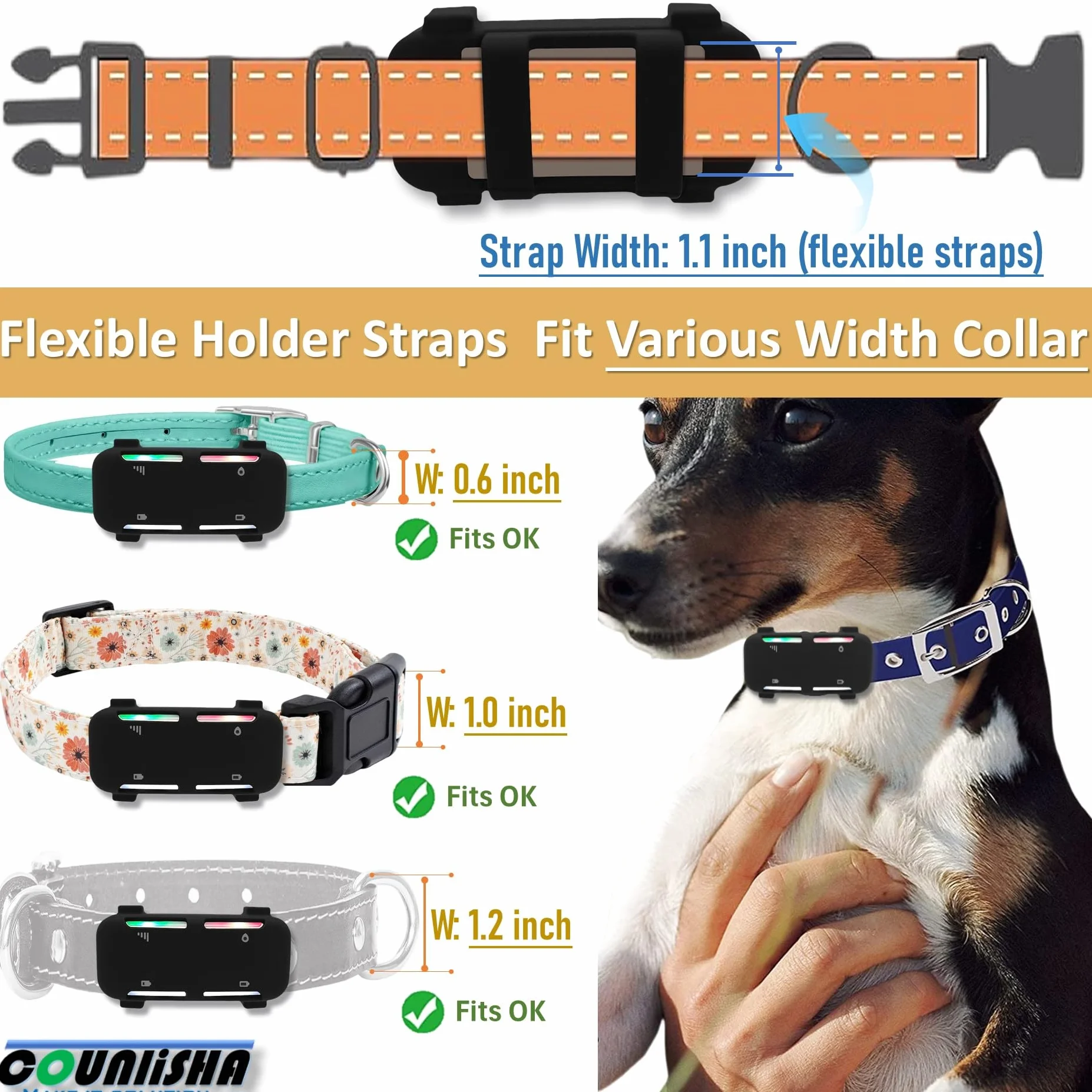 Supporto in silicone compatibile con Tractive GPS Tracker (versione 2025) per collare Dog6 Tag, copertura in gomma resistente, custodia sicura con cinturino (2 pacchetti, nero)