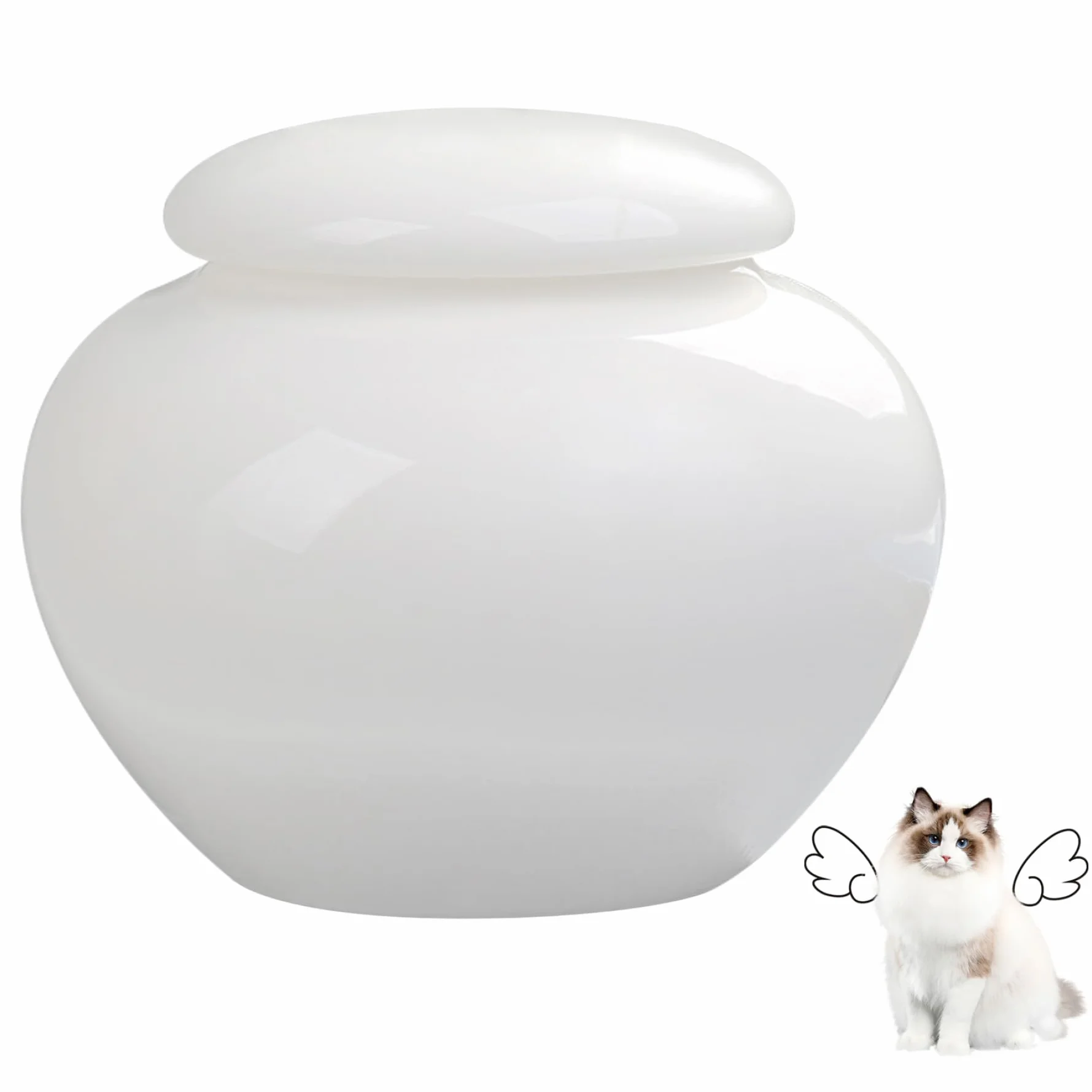 Urne per ceneri, 1000 ml, urna in ceramica bianca, a prova di perdite, per ceneri umane, 15 x 13 cm, urna commemorativa per cani e gatti