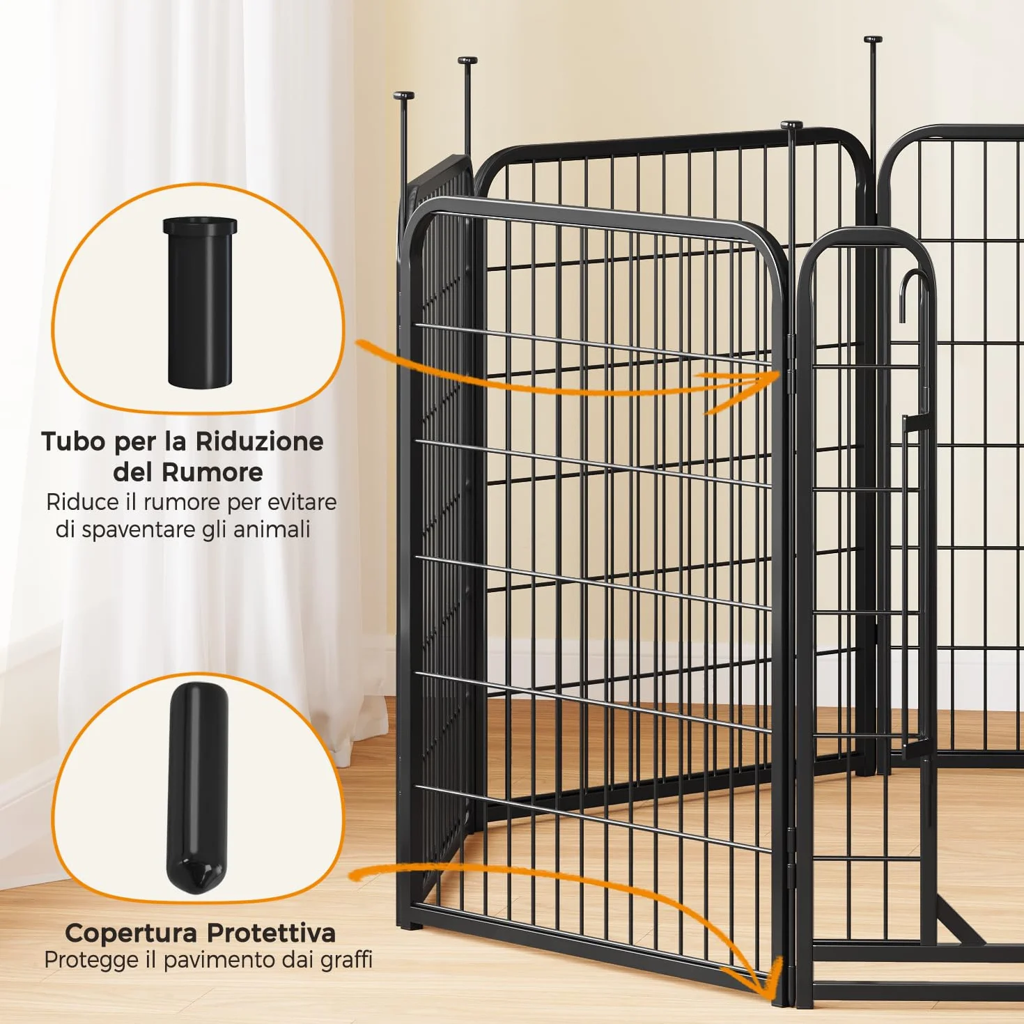 Yaheetech Recinto per Cani Cuccioli Conigli Gatti Ferro 65x80 cm Pieghevole e Portatile 8 pz