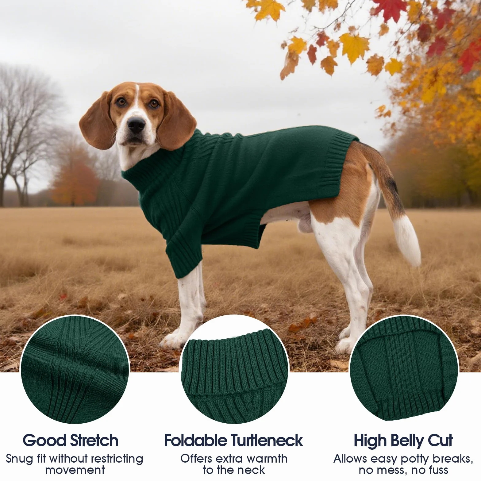 IECOii Maglione per cani dolcevita caldo taglia piccola media grande Felpe autunno inverno Chihuahua Bulldog francese Labrador