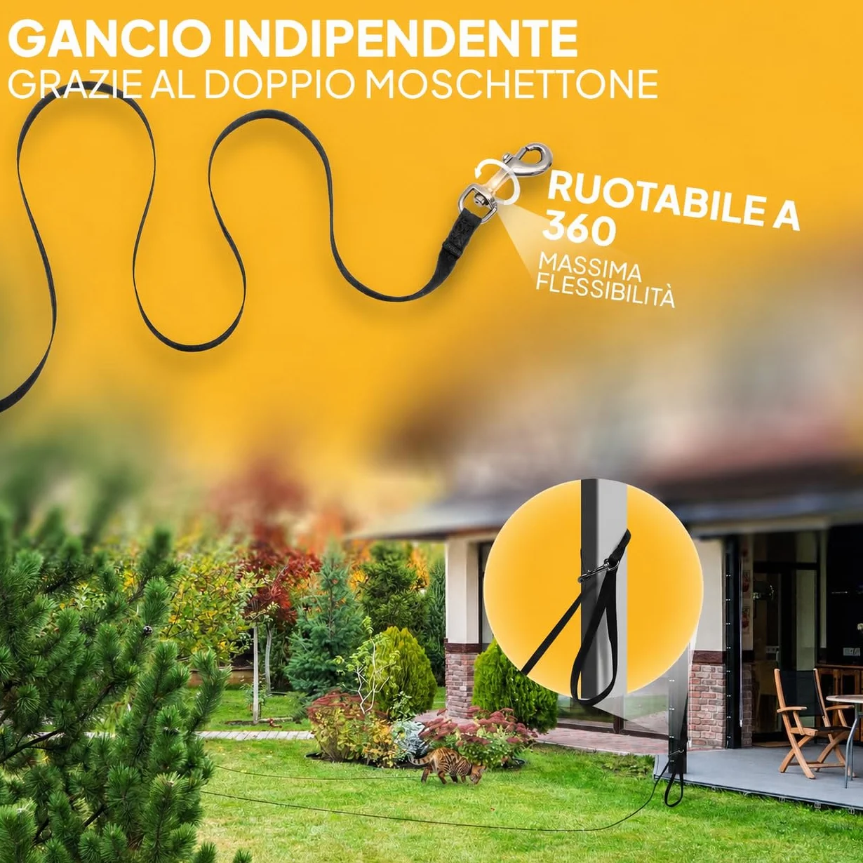 Tierhood Guinzaglio per gatti - 15m - guinzaglio resistente da training e richiamo, moschettone sicuro