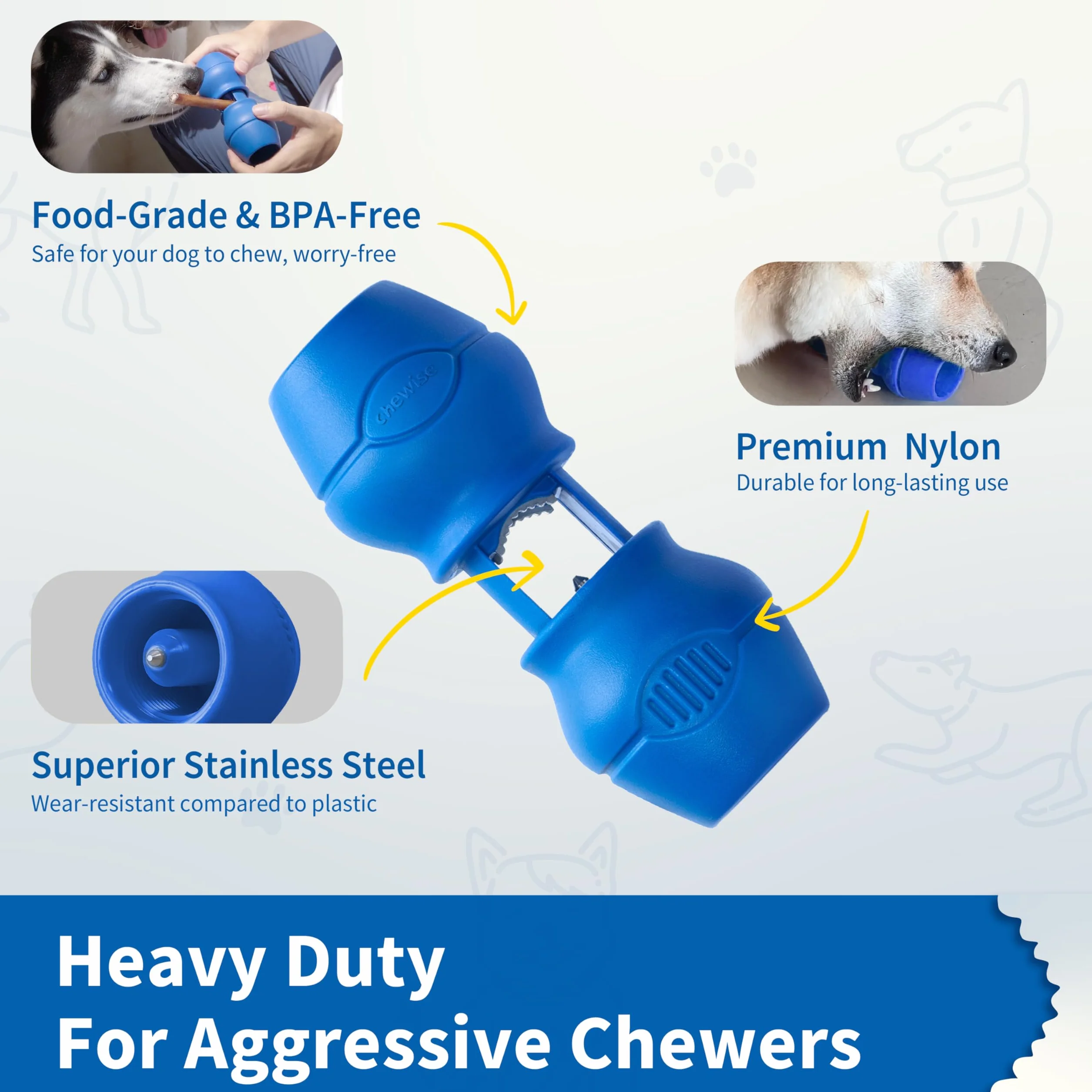Chewise Supporto per Bastoncini da Masticare per Cani, versione migliorata, resistente e sicuro, dispositivo BPA-free per prevenire il soffocamento, compatibile con vari bastoncini e taglie di cani
