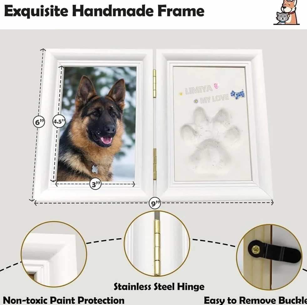 Set di impronte di zampe per cani e gatti, fai da te, in legno 3D, per cani o proprietari di gatti, per animali domestici (bianco)