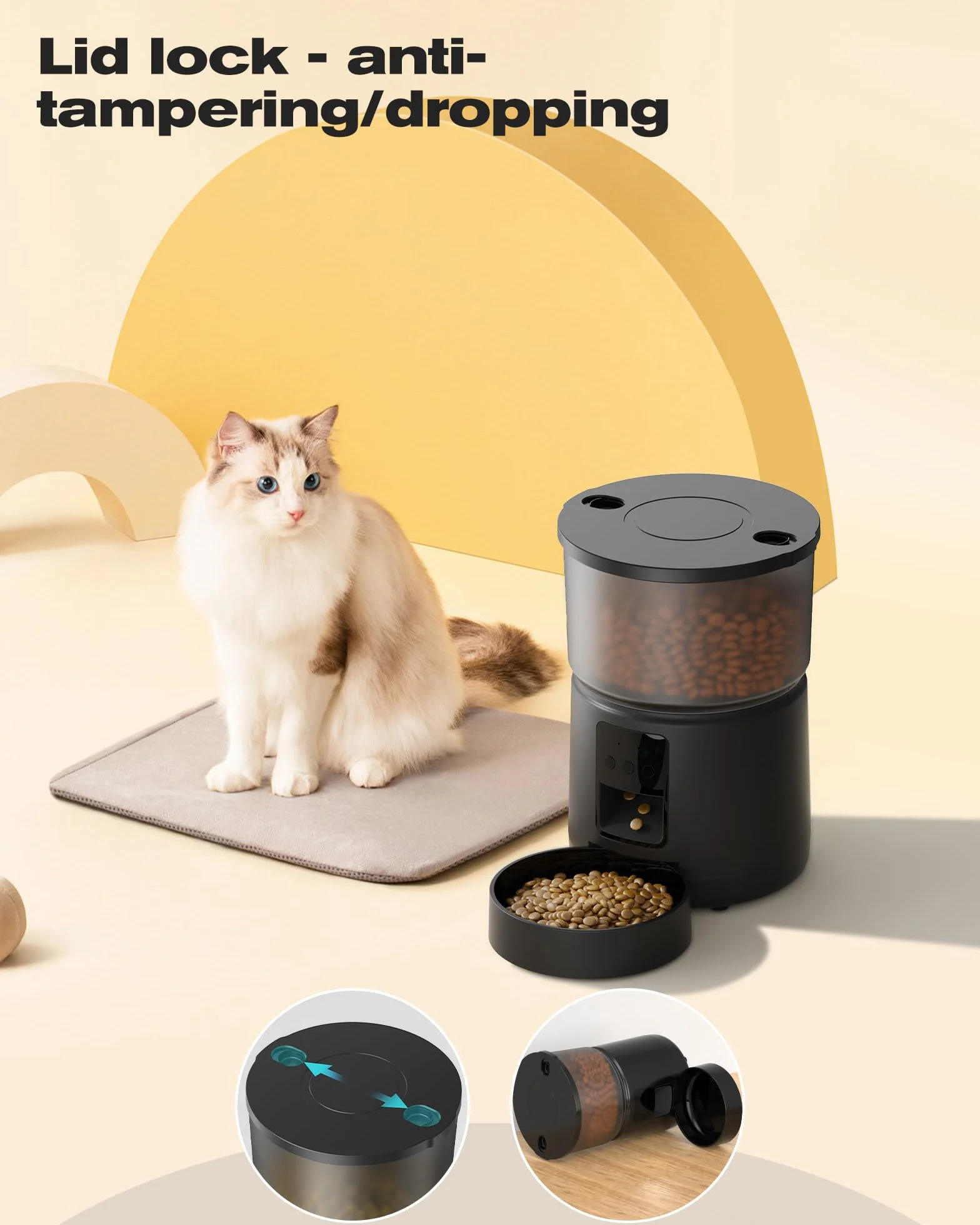 SOOFPET Distributore Automatico Cibo Gatti - 5G/2.4G WiFi Dispenser - Distributore Cibo Gatti Collegare APP - Alimentazione a Distanza - 10 Pasti al Giorno - Doppia Alimentazione - 3L Bianco
