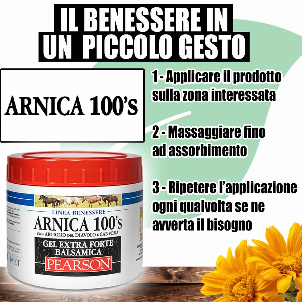 ARNICA 100'S Arnica Per Cavalli Gel Extraforte Balsamica Pearson 500ml Crema Arnica Gel Forte Con Artiglio Del Diavolo e Canfora Pomata Defaticante Rilassante Made in Italy