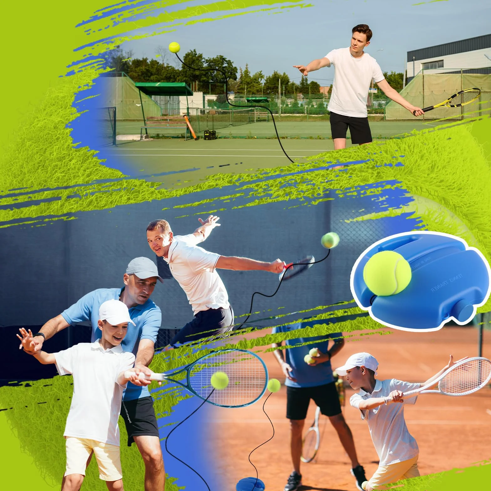 Tennis Trainer Set con 2 Palline da Tennis Rebound, Allenamento Autonomo per Adulti, Bambini e Principianti