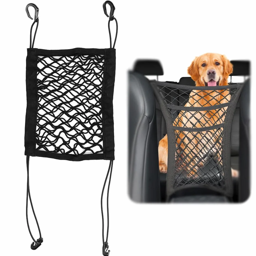 1 pcs Rete barriera per animali domestici, portaoggetti a 3 Strati per Cani Universale, Rete Barriera Divisoria Auto, divisore per cani e auto, per viaggi di sicurezza, per auto, SUV, camion