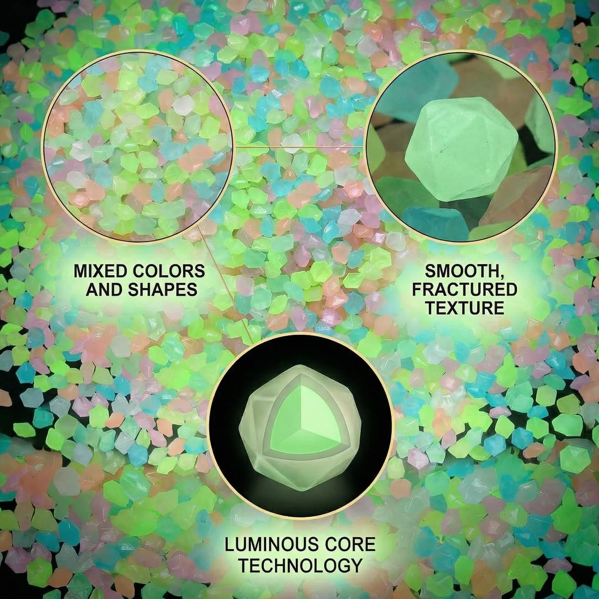 5000 Pezzi Riutilizzabili Piccoli Ciottoli Luminosi, Sabbia Colorata Fluorescente, Pietre Decorative per Giardino