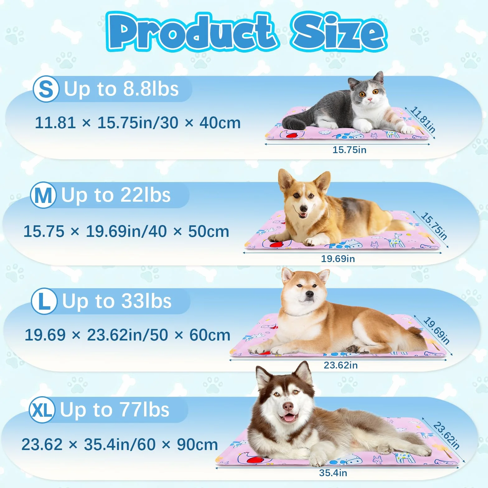 Tappetino Refrigerante per Cani e Gatti 40x50 cm Gel per Cucce Divani Camping