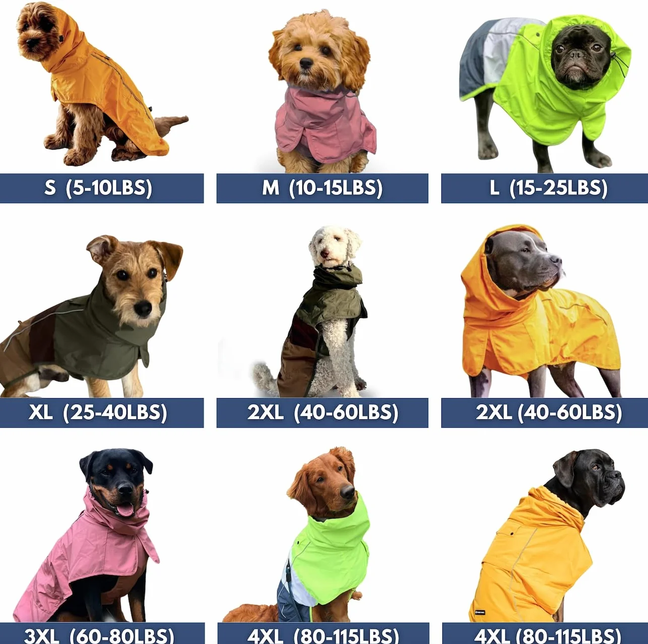 Spark Paws Impermeabile per cani, impermeabile antivento, per cani di taglia piccola, media, grande, extra large, riflettente, traspirante, copertura integrale - rosa mare, 3XL