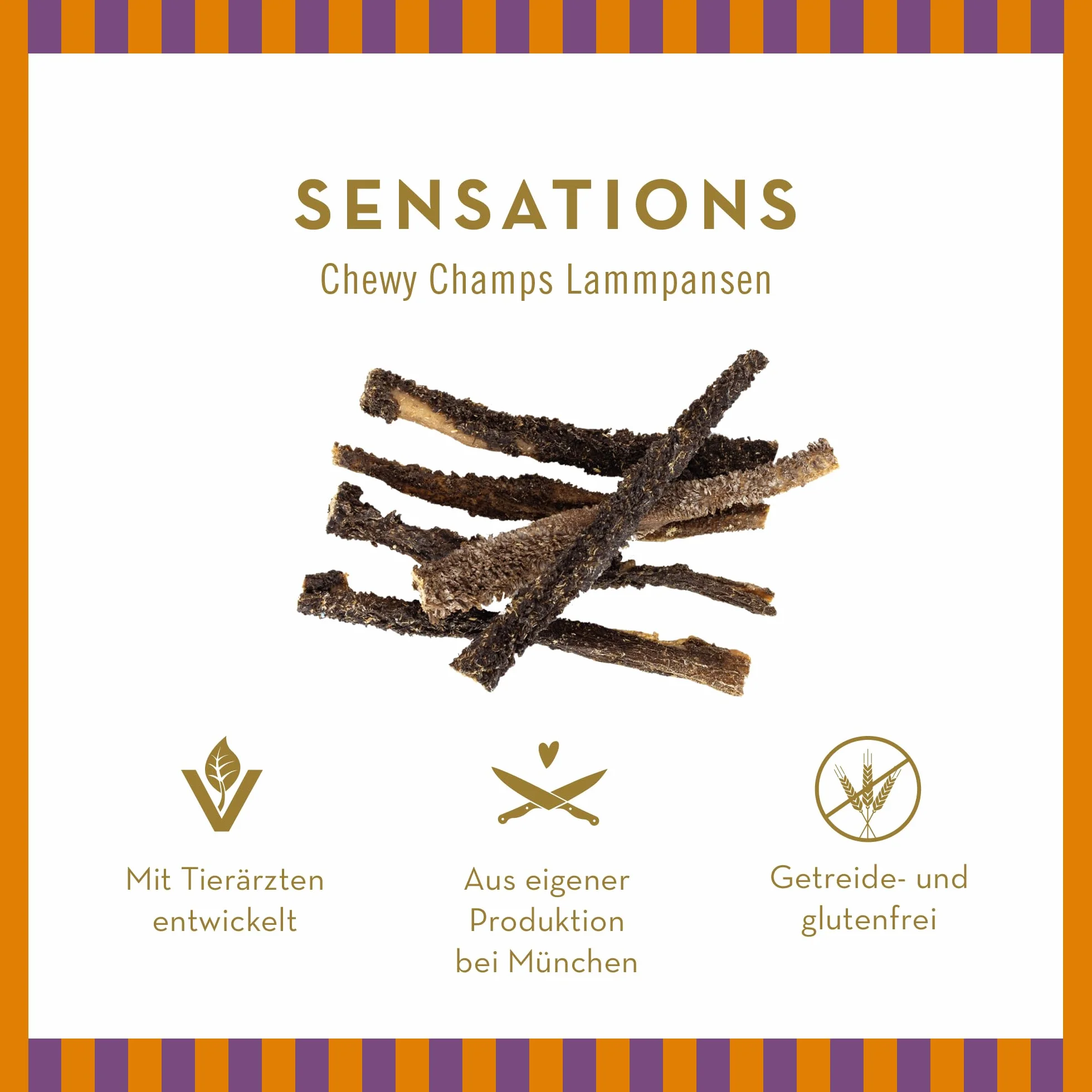 Terra Canis Sensations Chewy Champs - rumine di agnello 150g I Masticatori naturali, essiccati I Attività di masticazione | Alimento complementare per cani