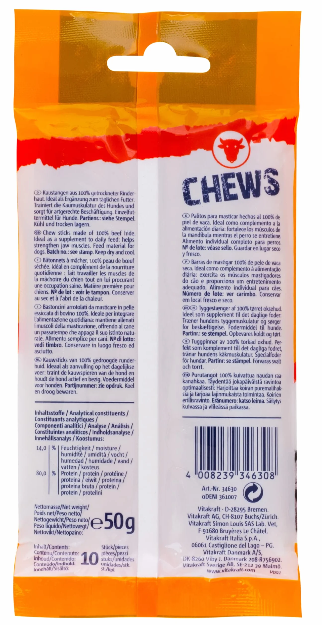 Vitakraft Bastoncini torsadés, 10 Pezzi, 50g