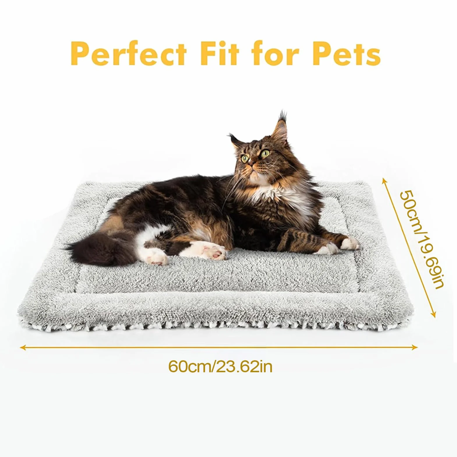 Self Warming Cat Mat, Double-Sided Pet Pad, Plush Heating Blanket for Small Animals, 23.62x19.69x1.97 Inches