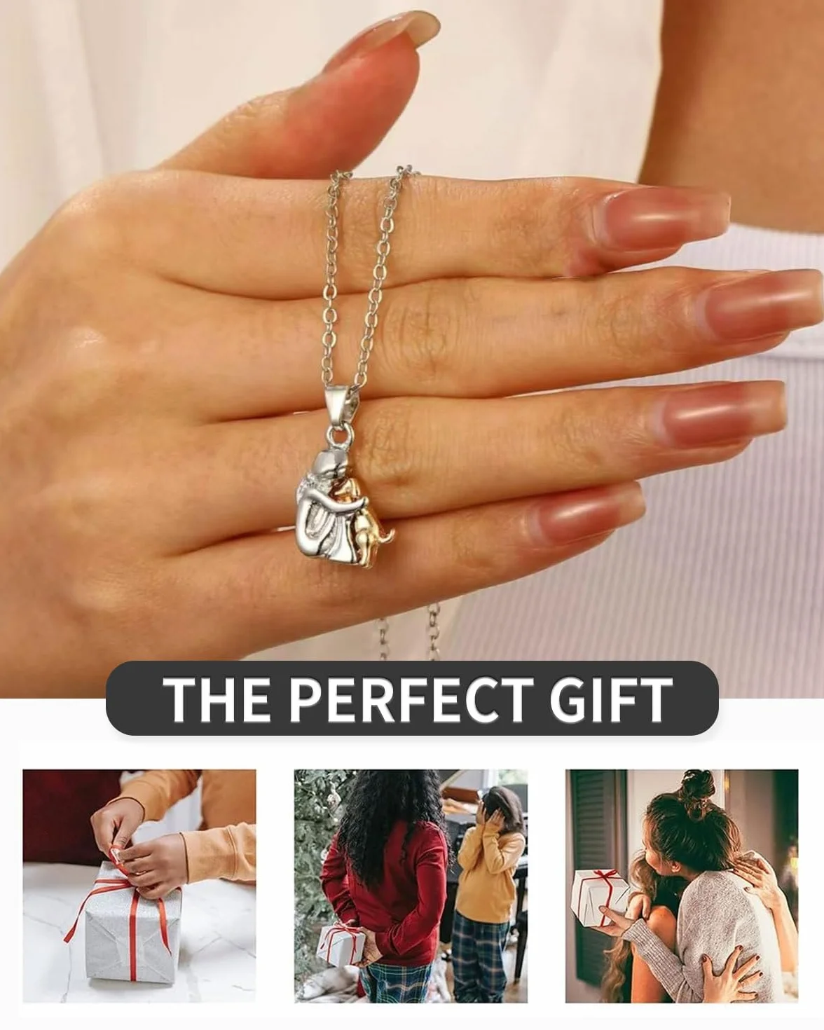 Collana con cane in argento sterling 925, ciondolo con abbraccio di cane e ragazza
