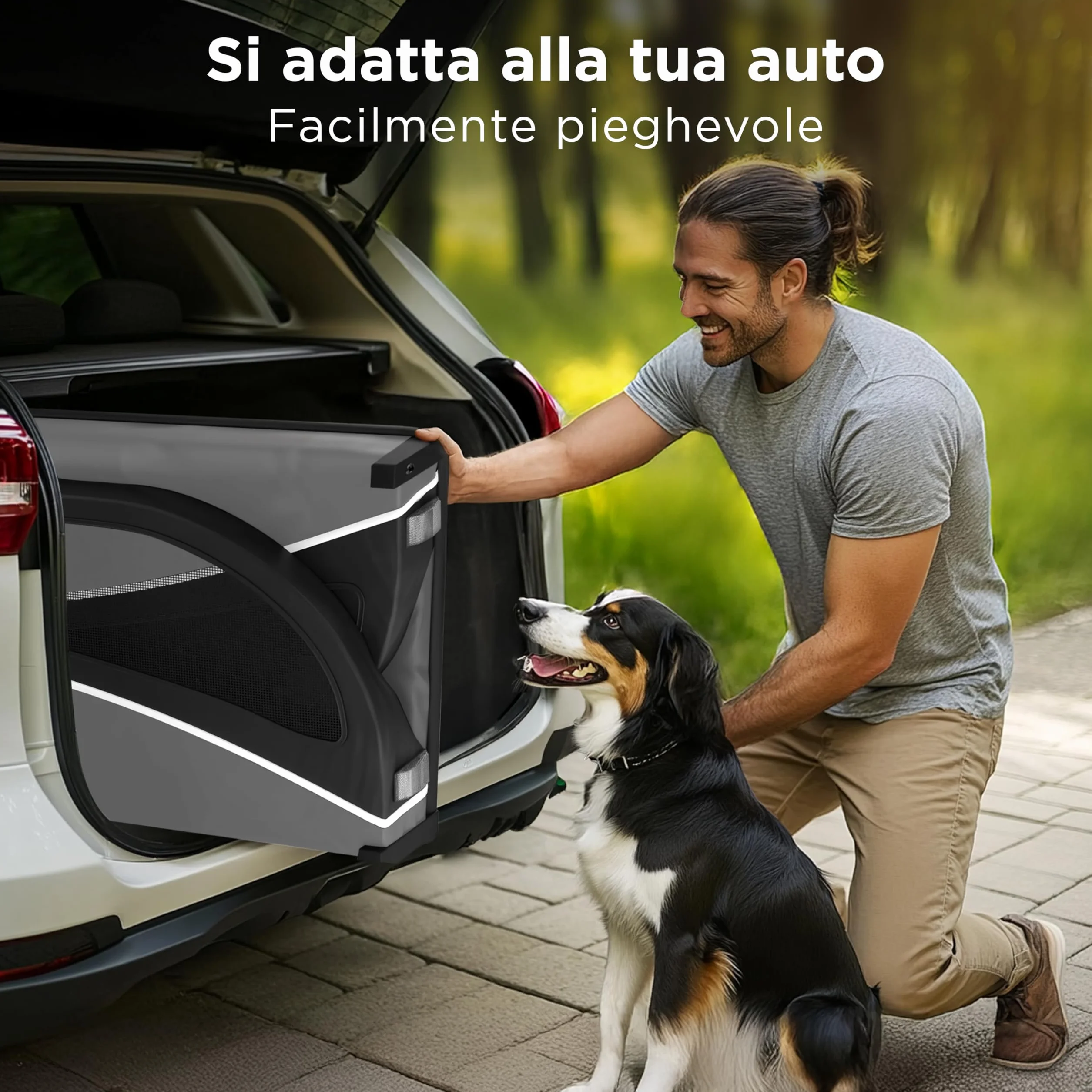 Rimorchio Bici Cani – Carrello per Cani Pieghevole fino a 40 kg – Carrello Bici per Cani con Gancio e Catarifrangenti – Carrello Cane – Rimorchio Cane – Compatibile con E-Bike