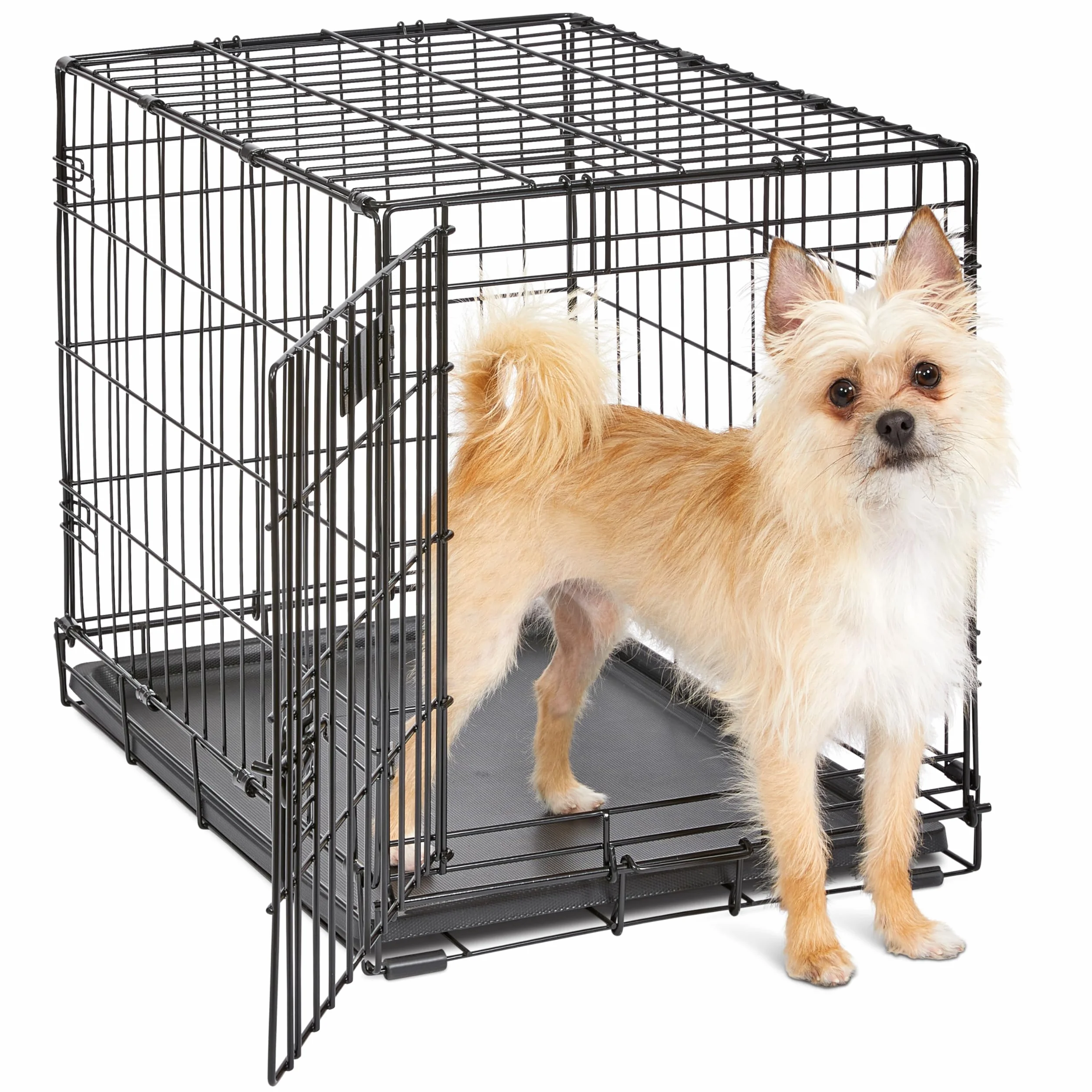 MidWest Homes for Pets Gabbia per cani iCrate a porta singola, lunga 60,96 cm, con vaschetta a tenuta stagna, piedini protettivi, pannello divisorio e caratteristiche brevettate, nero, mod. 1524