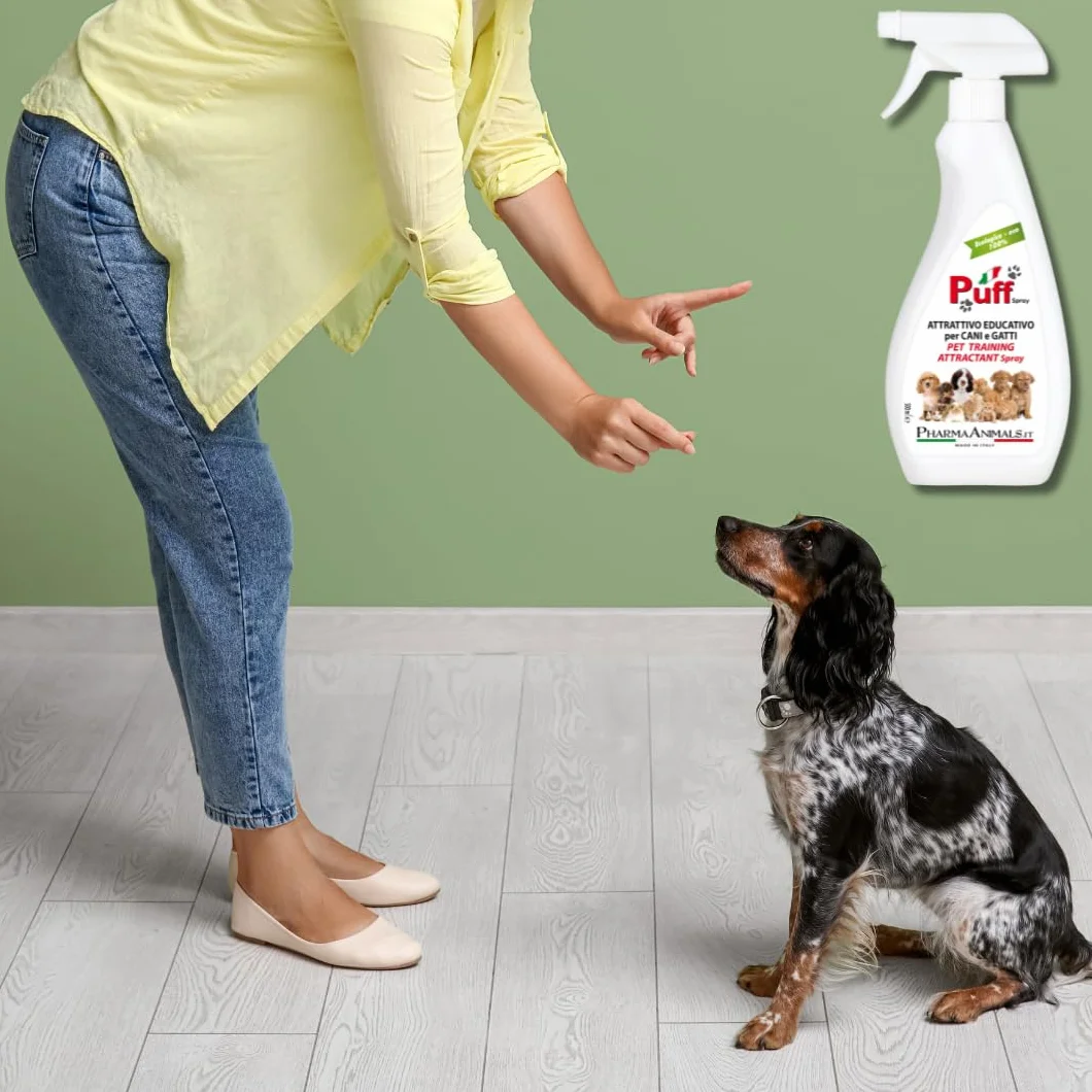 Puff Spray Attrattivo Naturale per Addestramento Cani e Gatti 100% Eco-Friendly | Facile Uso per Lettiera e Area Bisogni - 500 ml, Made in Italy