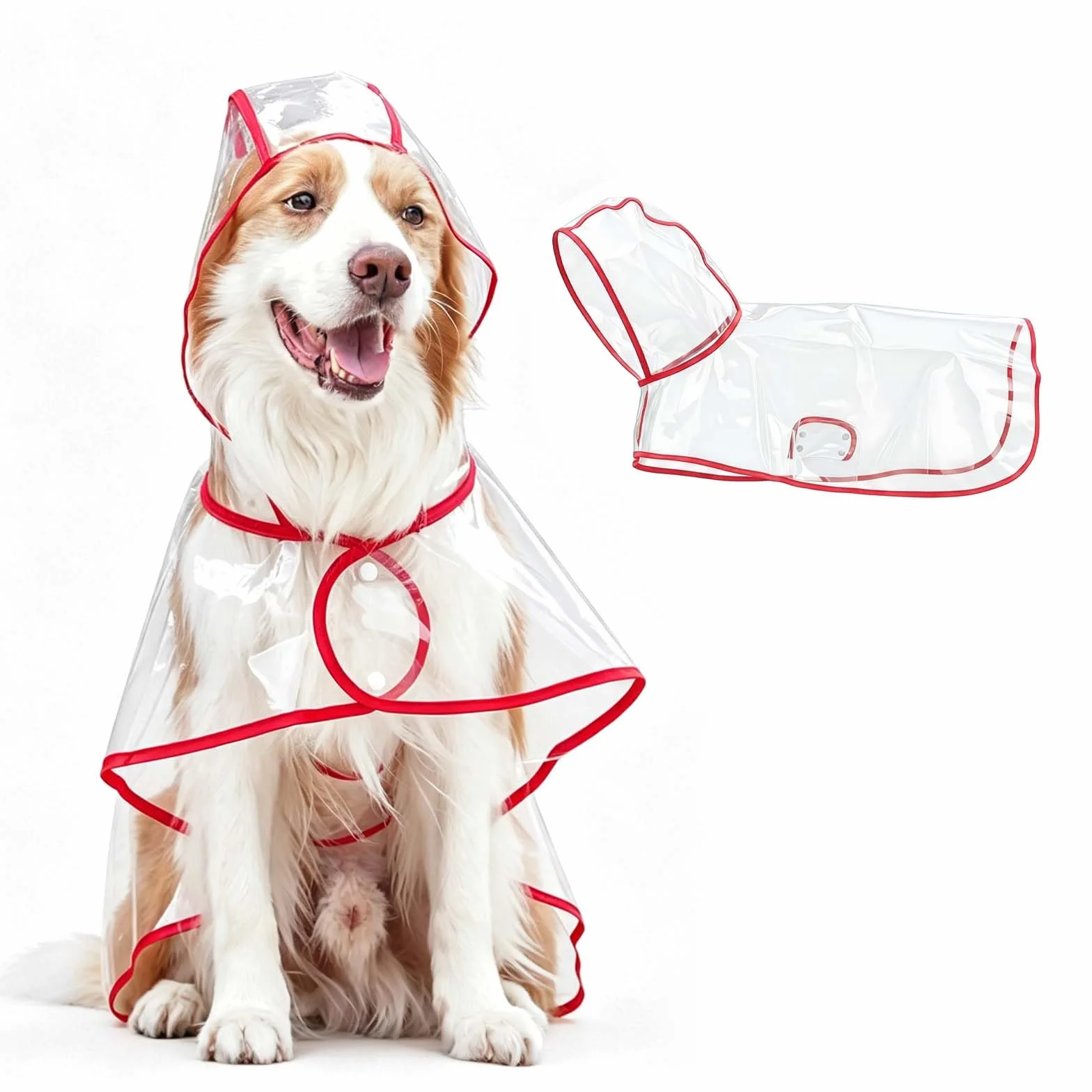 Impermeabile per Cani,S-2XL Cani Cappotto Impermeabile con Cappuccio Trasparente Adatto A Cani da Piccola a Grande Taglia, Ideale per Passeggiate Ed Escursioni Sotto La Pioggia (L)