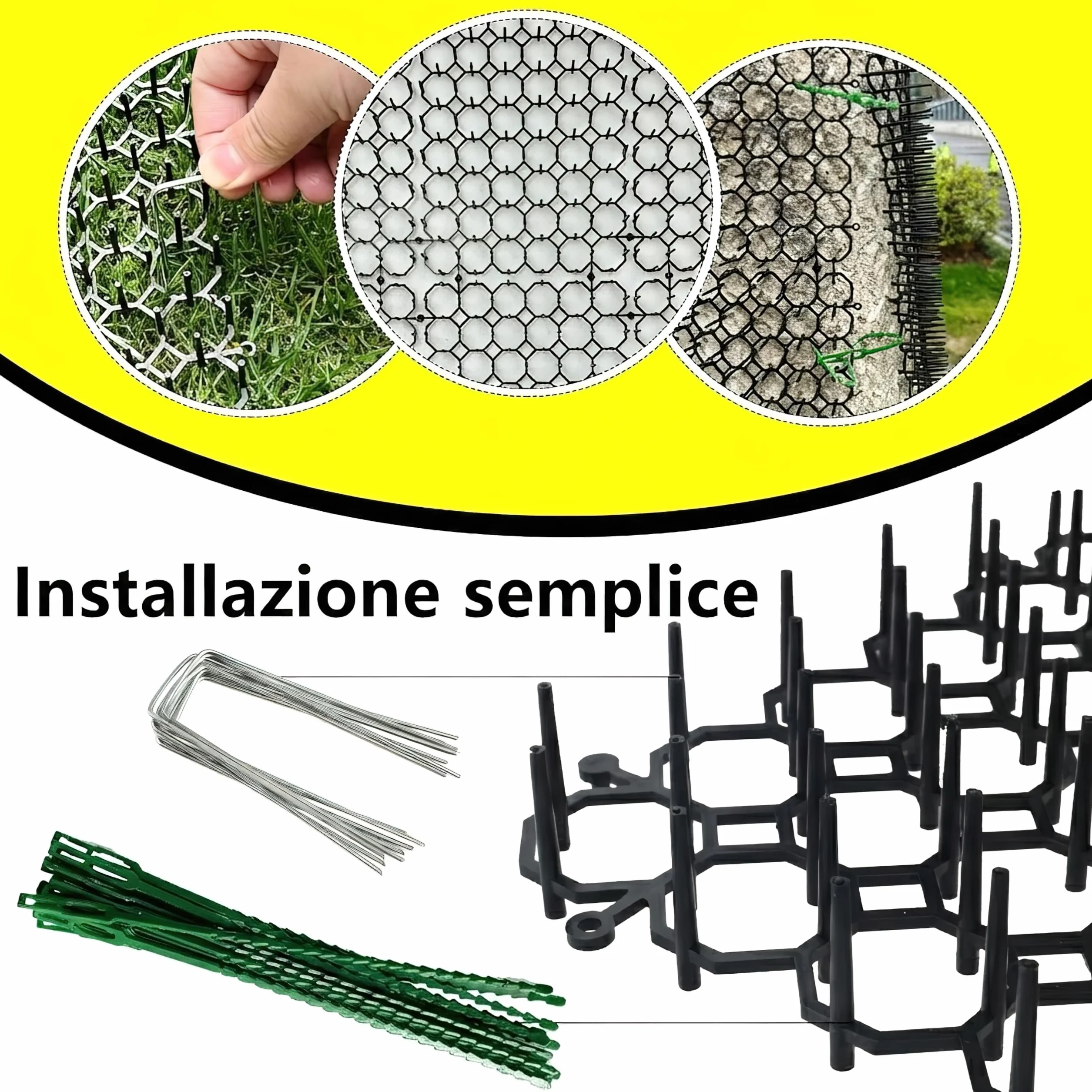 Tappetini Dissuasori per Gatti (Set da 6, 20x15cm) - Repellente con 8 Picchetti di Fissaggio - Griglia con Punte per Giardino, Divano - Barriera Interno/Esterno