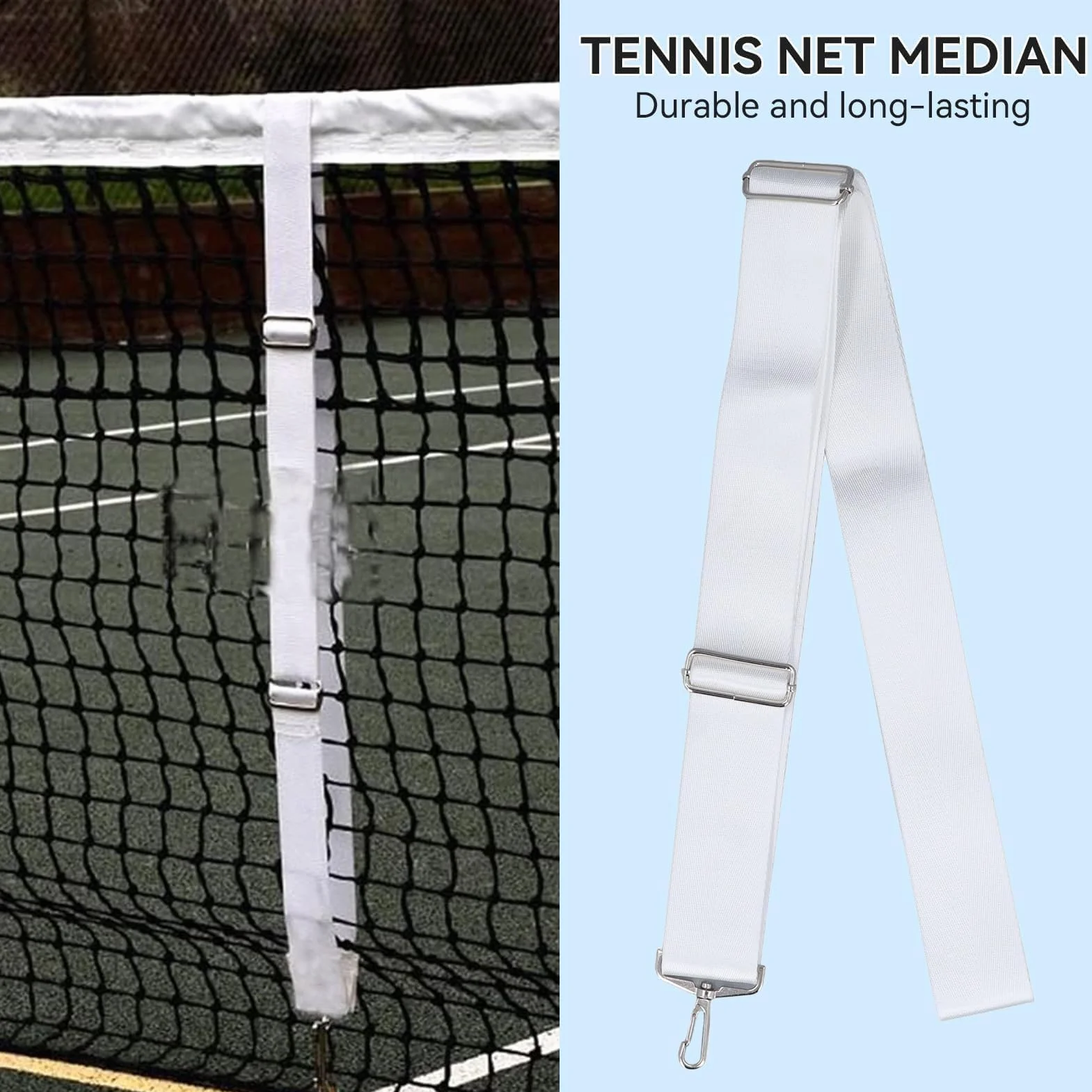 Cinghie per Rete da Tennis 2,2m x 5cm Centrale Altezza Regolabile con Fibbia in Acciaio Inossidabile