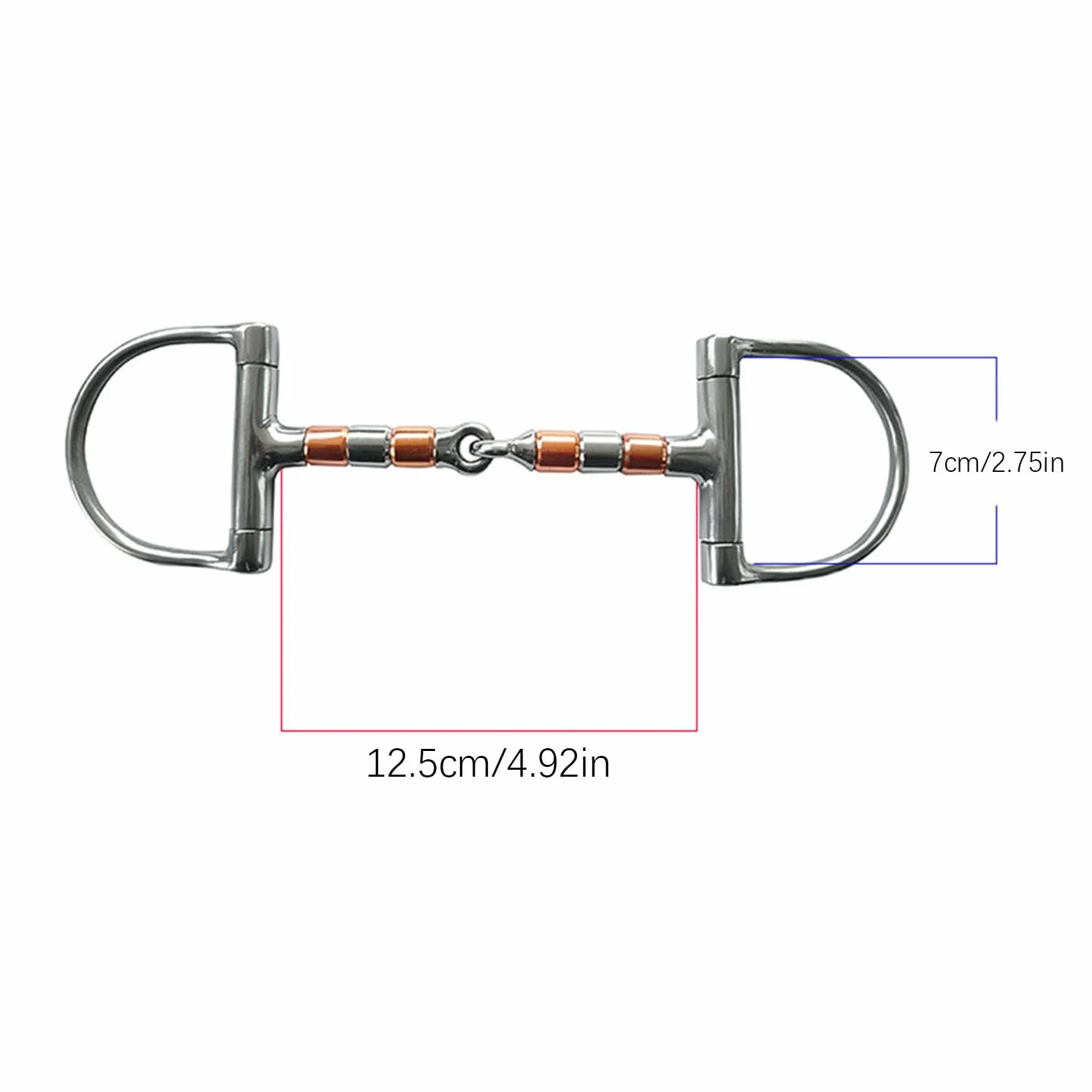 Morso per cavallo con anello a D | Morso per cavallo con bocca a rullo in rame - Morso per cavallo a snodo singolo, filetto con anello a D per forniture equestri