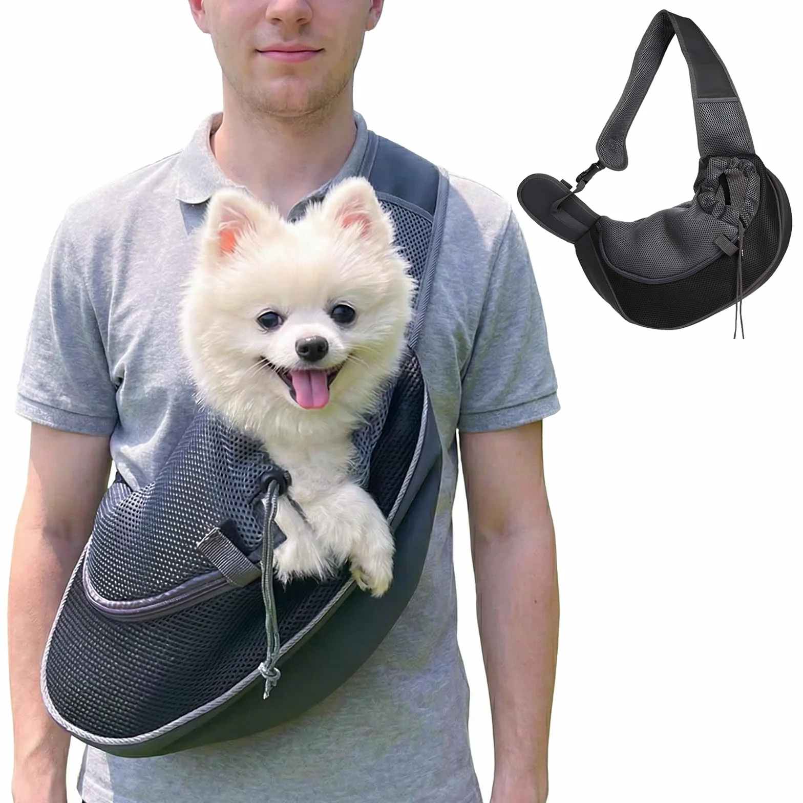 Borsa da Viaggio per Cani, Trasportino Regolabile, Marsupio Trasporto Cane, Nero