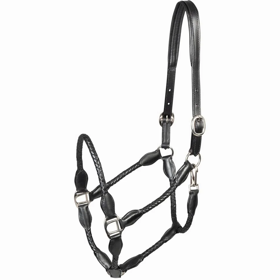 PFIFF 102922 Trenza - Cavezza in Pelle, Intrecciata, Colore: Nero